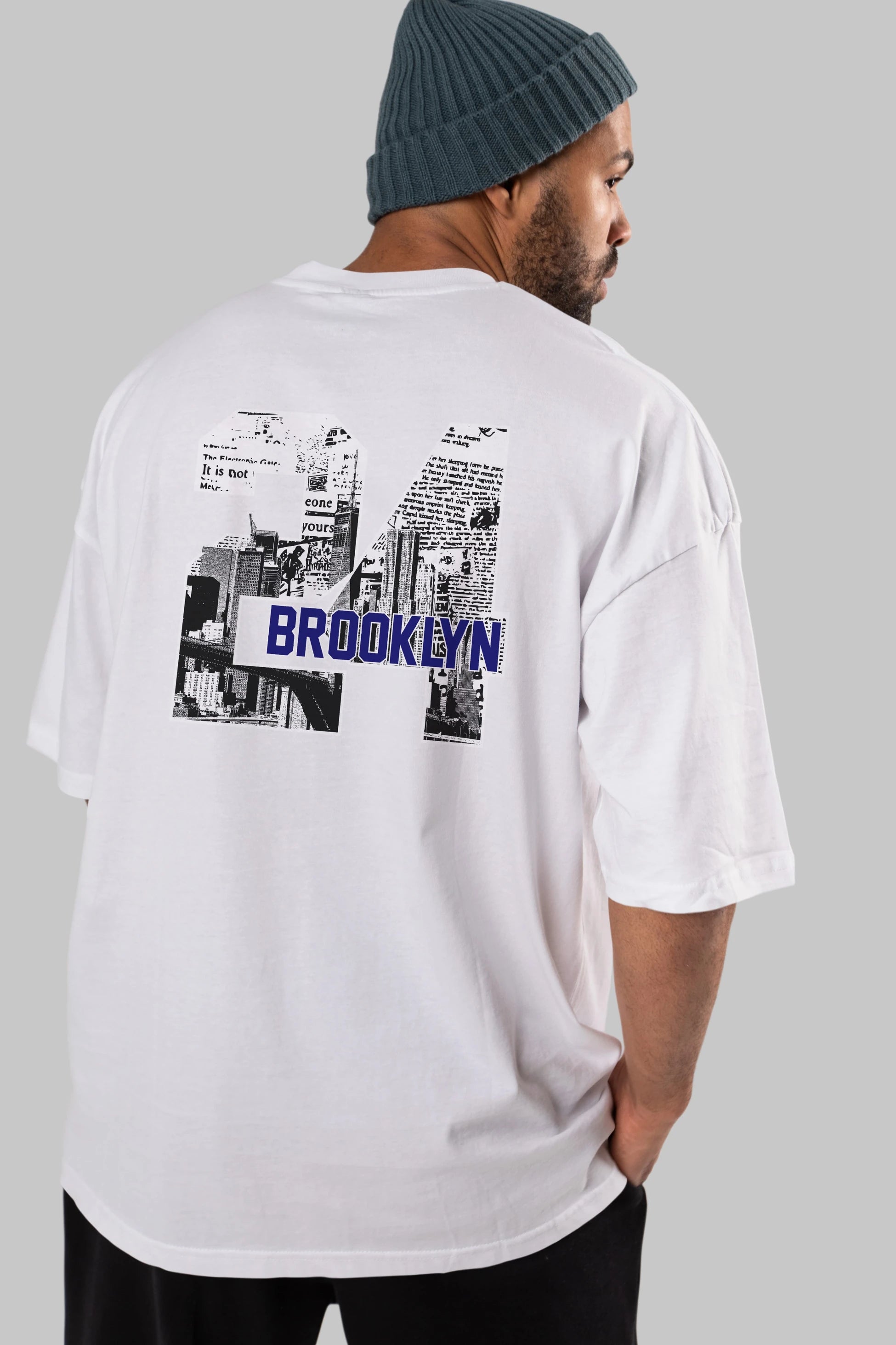 Brooklyn 24 Arka Baskılı Oversize t-shirt Erkek Kadın Unisex