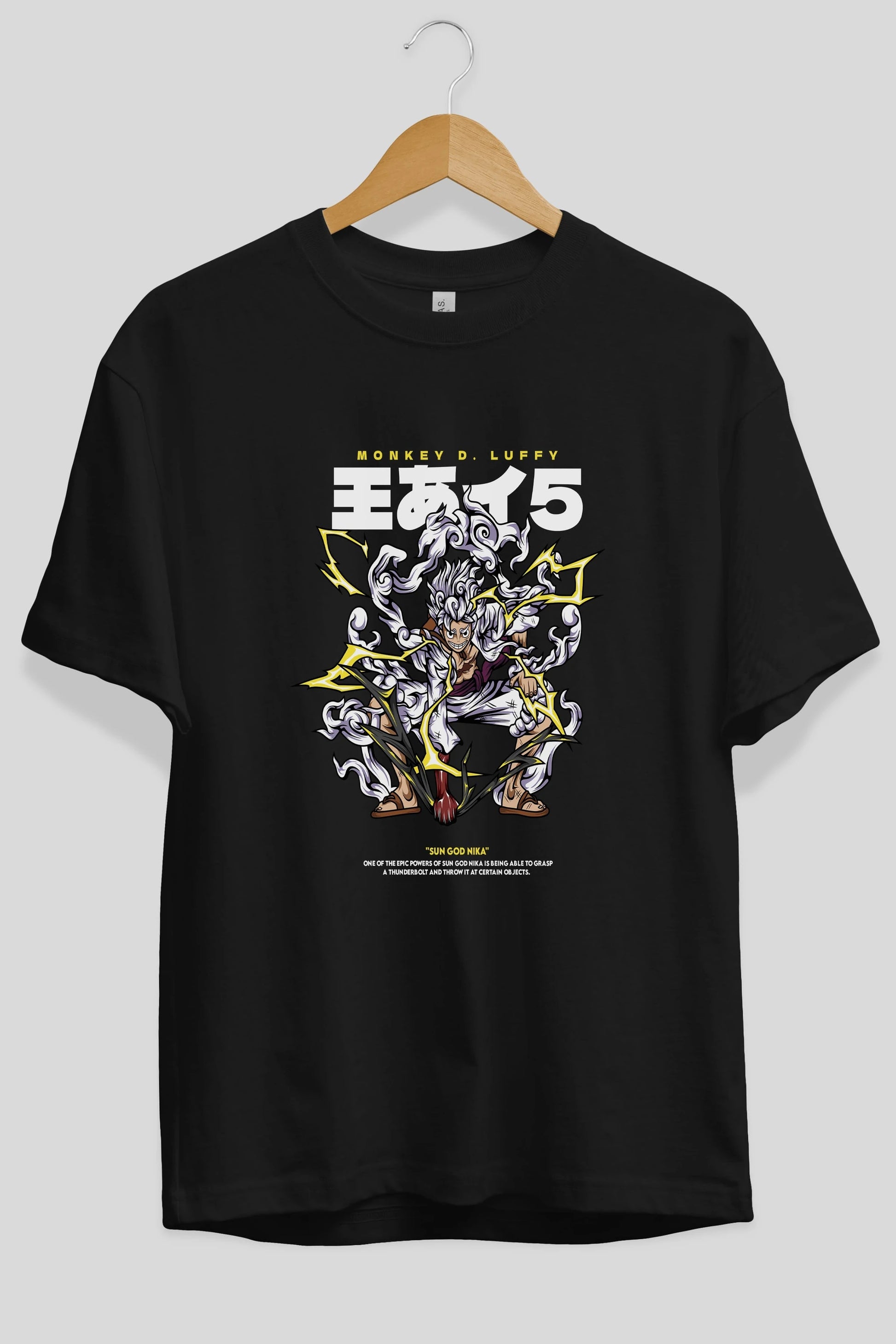 Monkey D. Luffy GEAR5 1 Anime Ön Baskılı Oversize t-shirt %100 pamuk Erkek Kadın Unisex