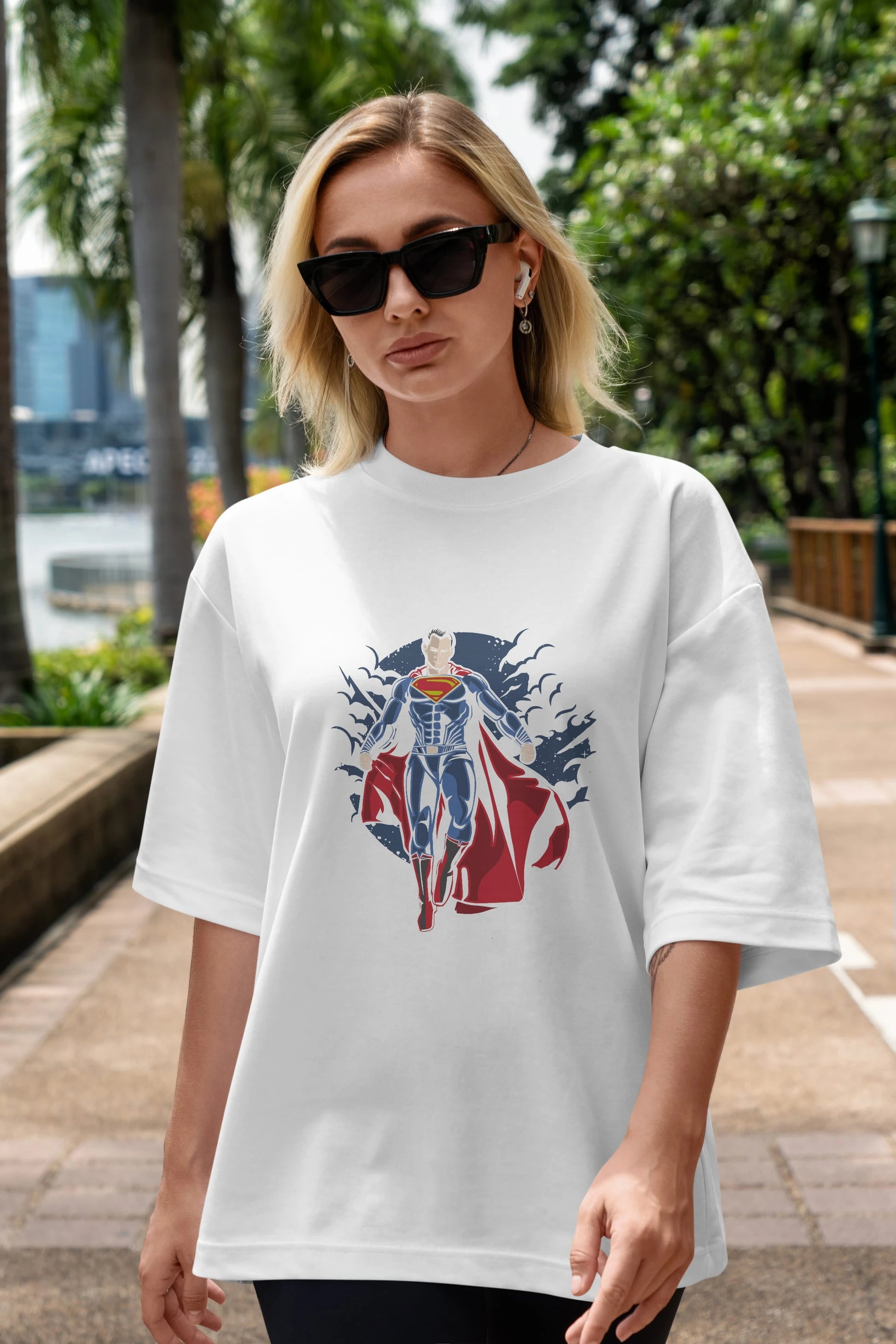 SUPERMAN Ön Baskılı Oversize t-shirt Erkek Kadın Unisex %100 Pamuk tişort
