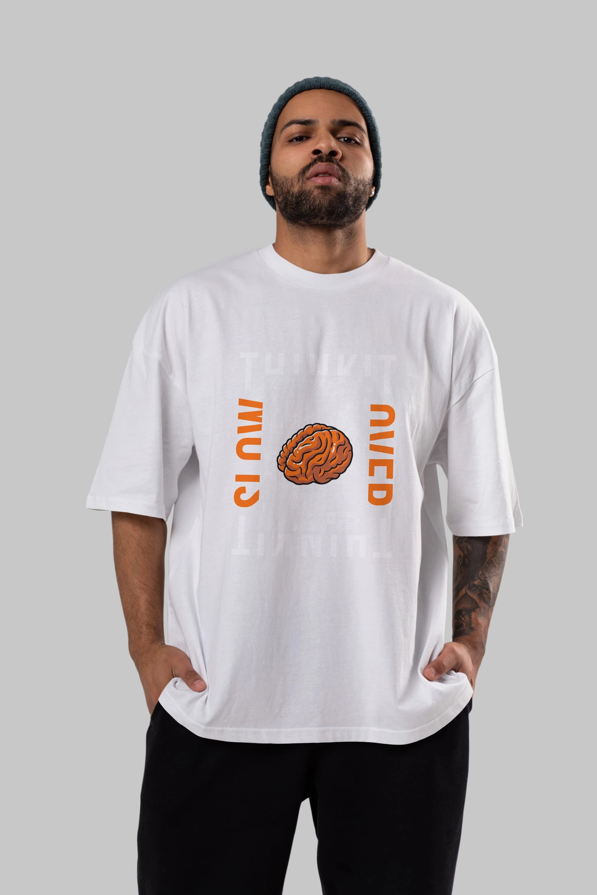 Think it Ön Baskılı Oversize t-shirt Erkek Kadın Unisex