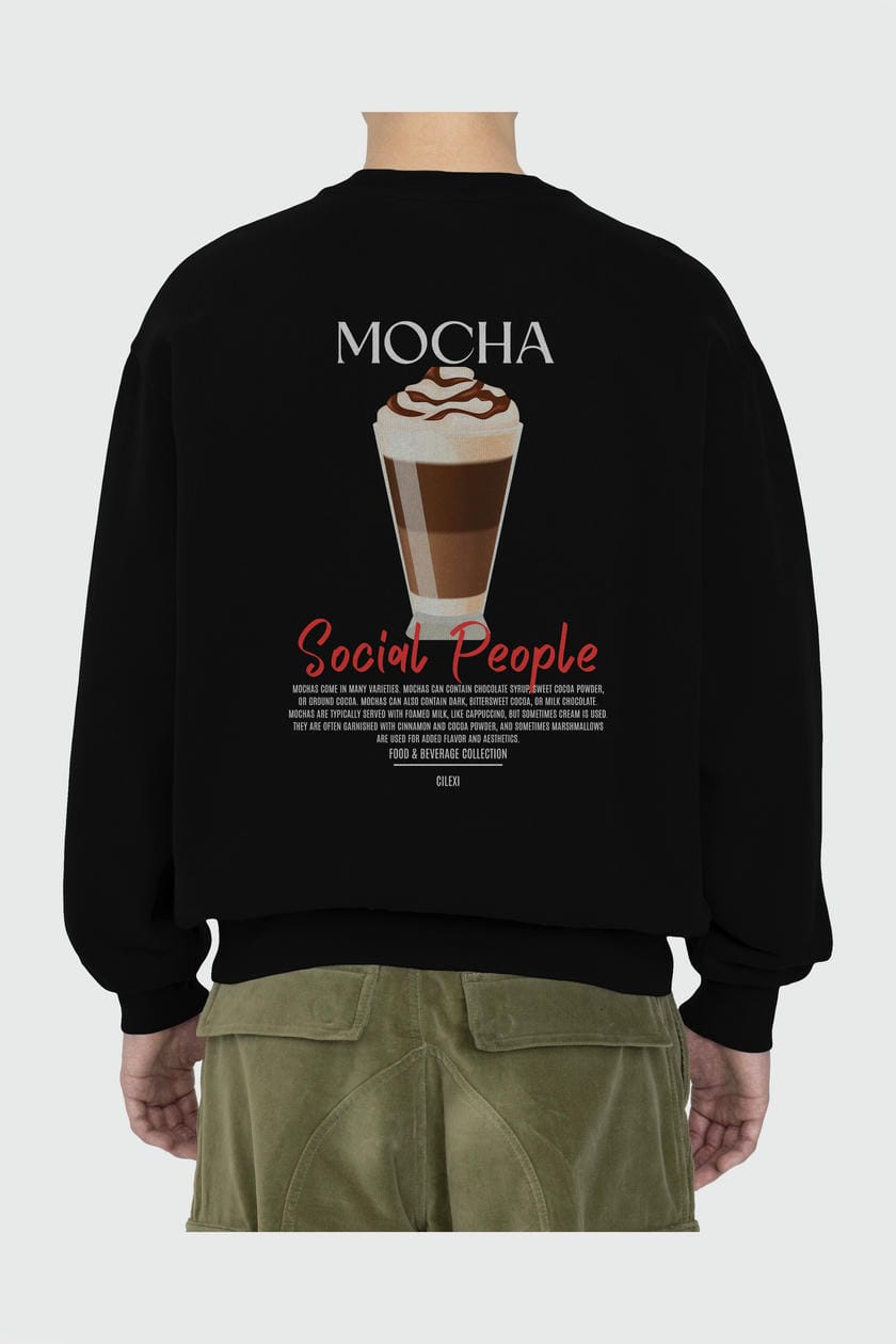 Mocha Arka Baskılı Oversize Sweatshirt Erkek Kadın Unisex