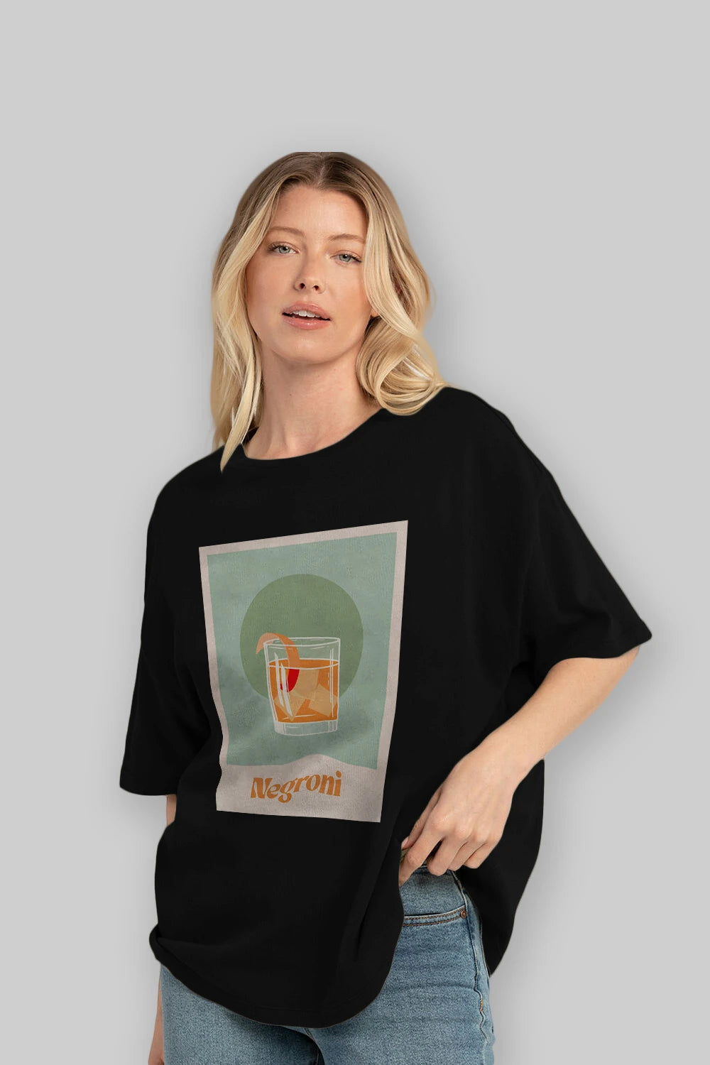 Negroni 5 Ön Baskılı Oversize t-shirt Erkek Kadın Unisex %100 Pamuk Bisiklet Yaka tişort
