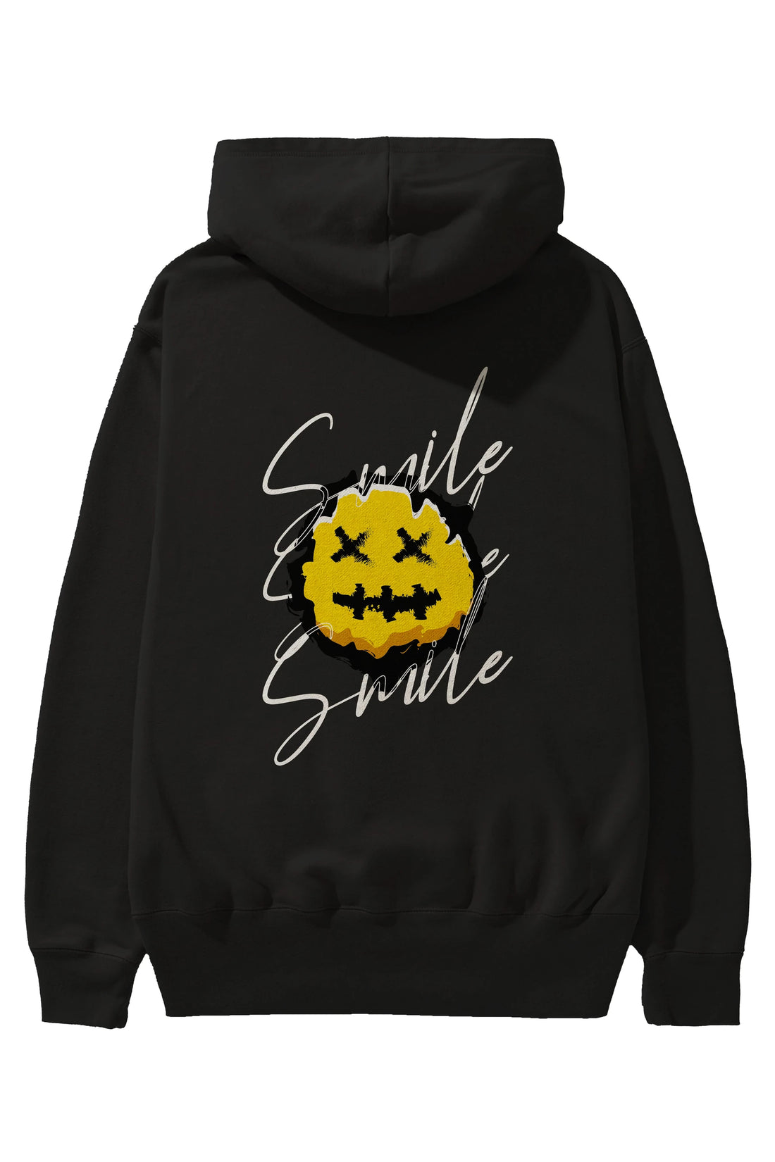 Smile Emoji Arka Baskılı Hoodie Oversize Kapüşonlu Sweatshirt Erkek Kadın Unisex