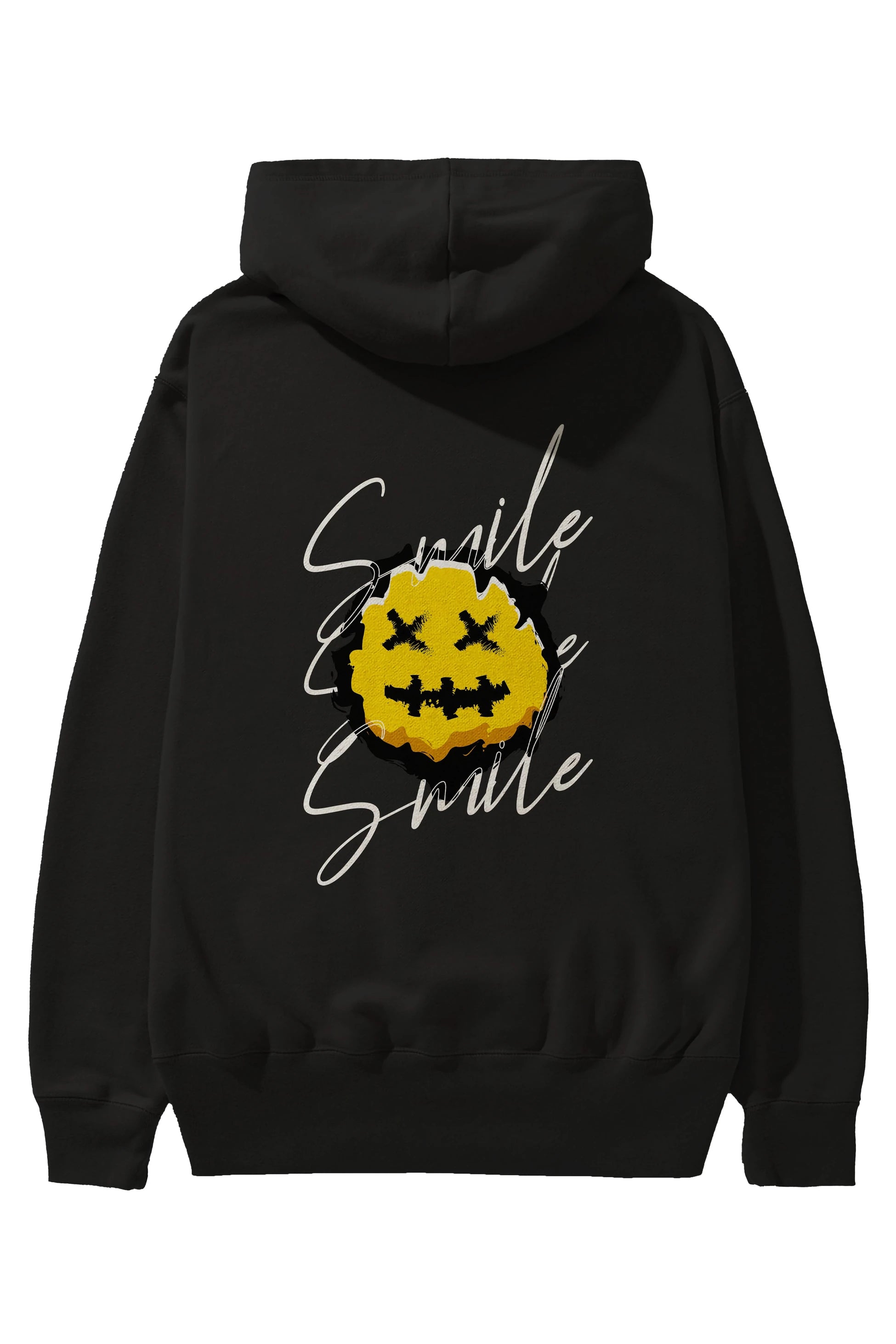 Smile Emoji Arka Baskılı Hoodie Oversize Kapüşonlu Sweatshirt Erkek Kadın Unisex