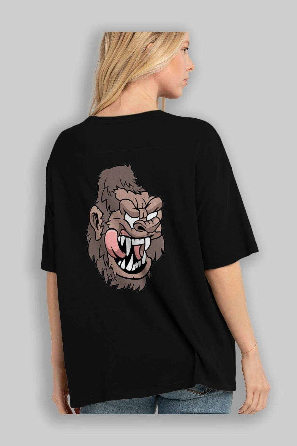 Big Gorilla Arka Baskılı Oversize t-shirt Erkek Kadın Unisex %100 Pamuk tişort