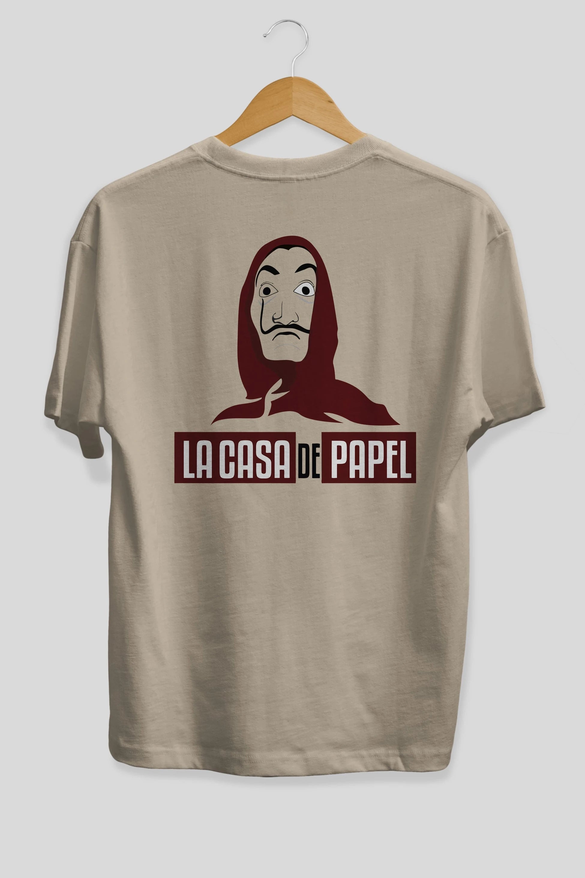 La Casa De Papel (1) Arka Baskılı Oversize t-shirt Erkek Kadın Unisex %100 Pamuk Bisiklet Yaka tişort