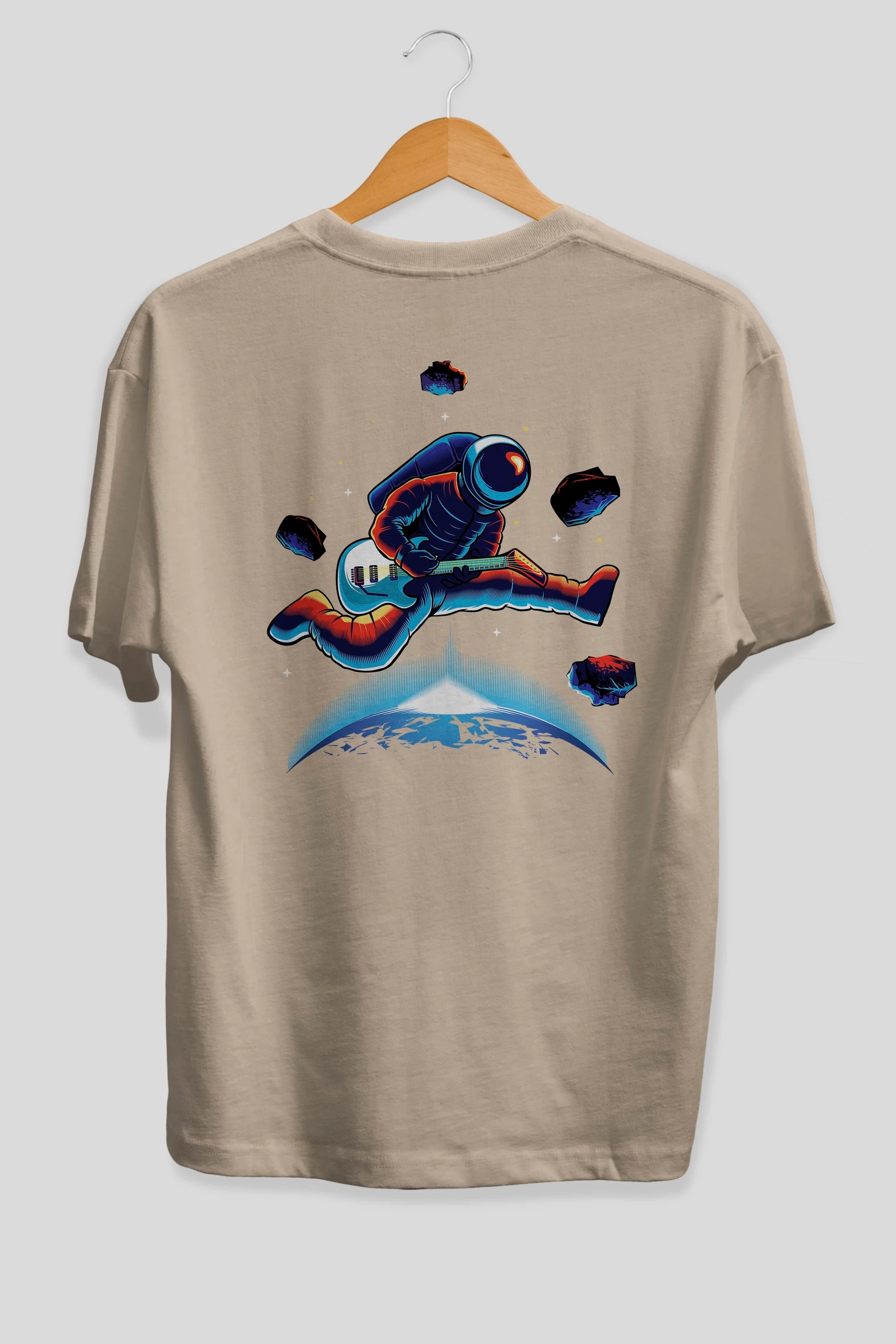 Astroguitar Arka Baskılı Oversize t-shirt Erkek Kadın Unisex