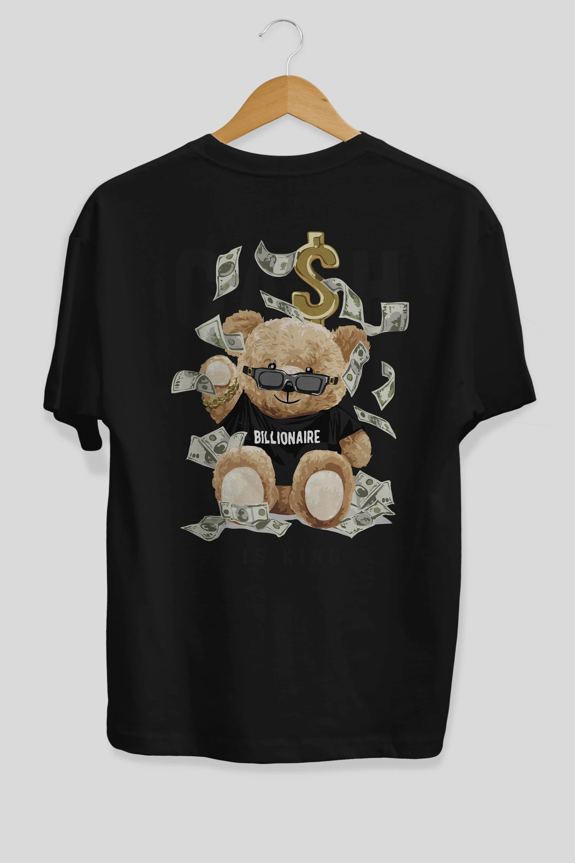 Teddy Bear Billionaire Arka Baskılı Oversize t-shirt Erkek Kadın Unisex %100 Pamuk
