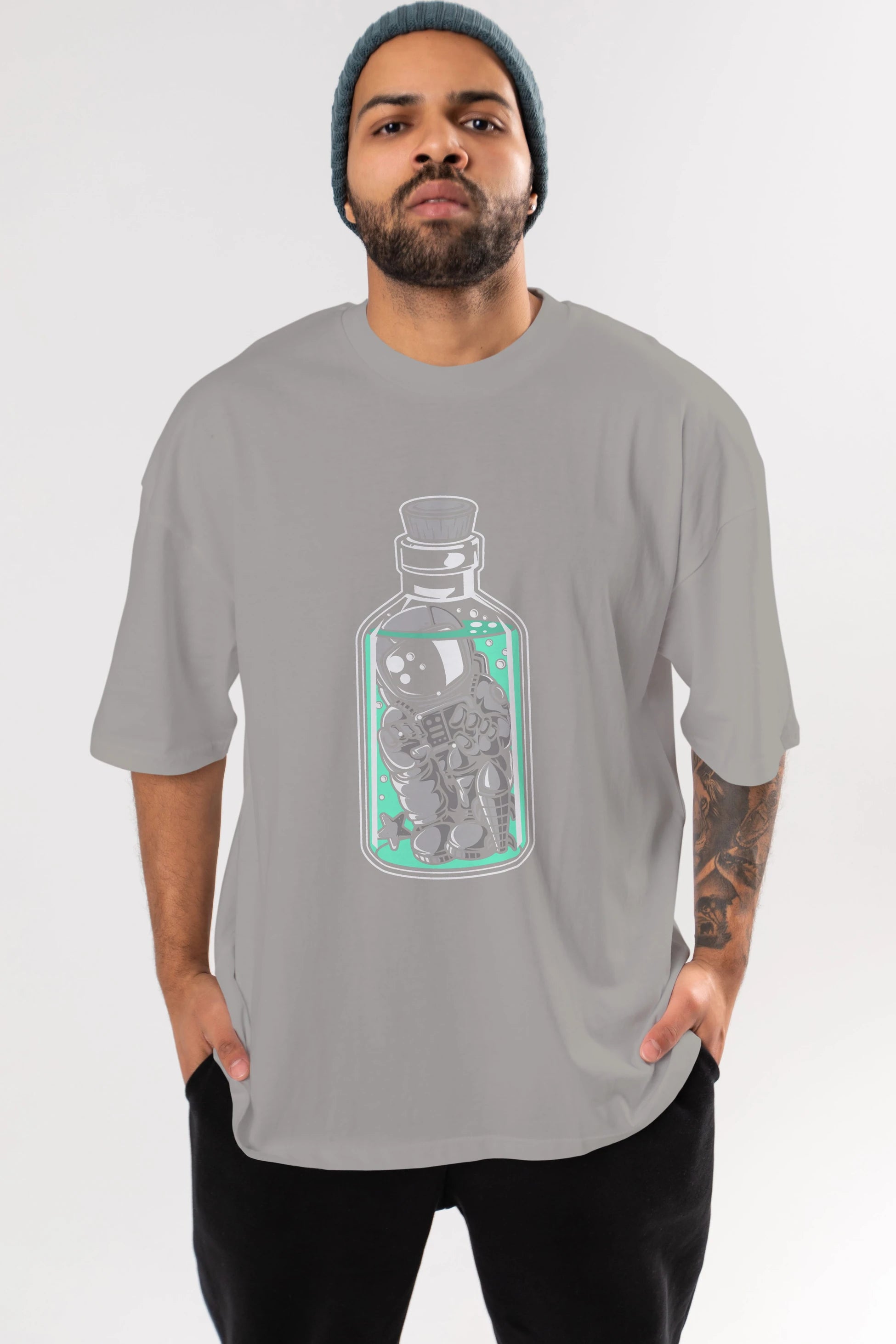 Astronaut in The Bottle Ön Baskılı Oversize t-shirt Erkek Kadın Unisex