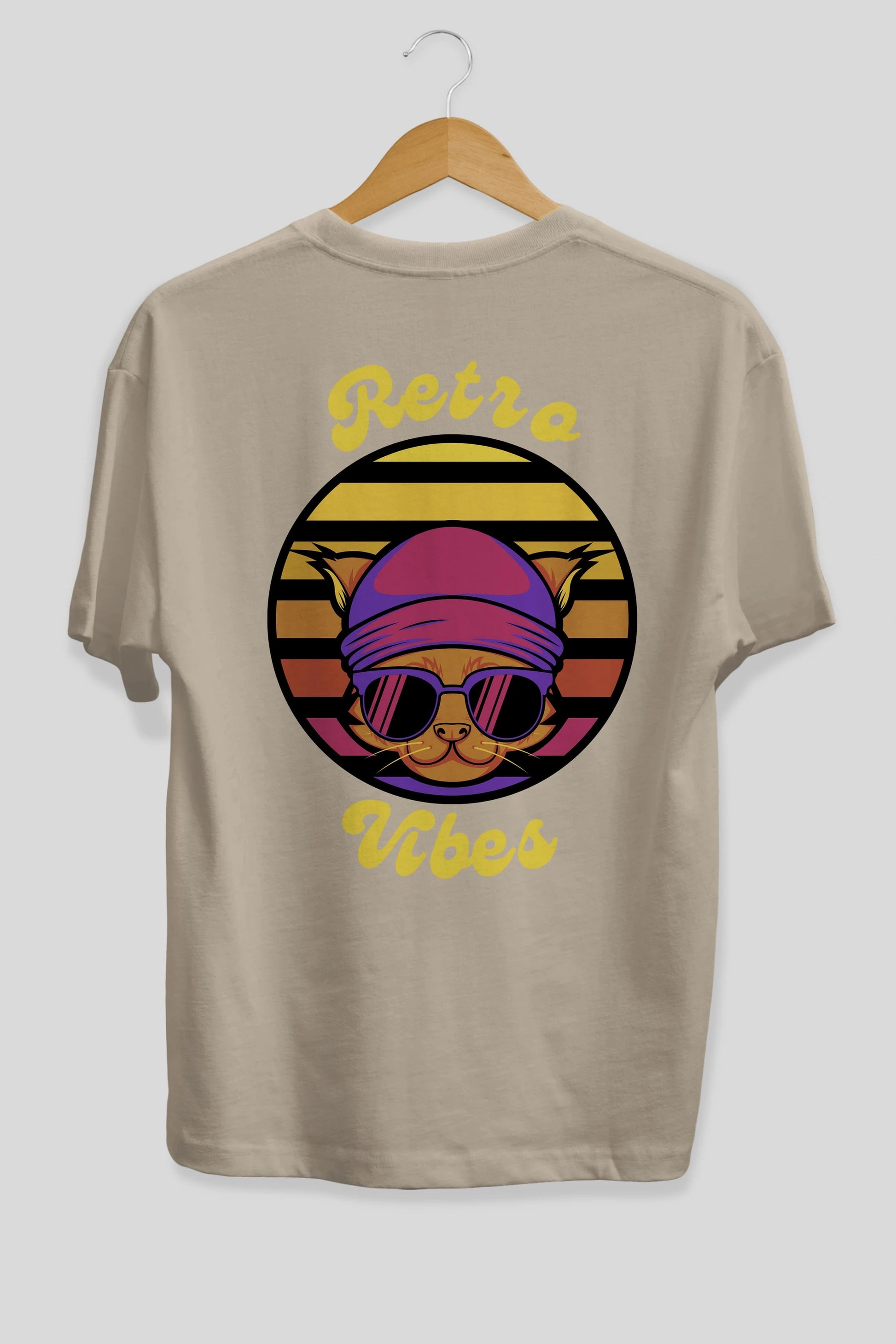 Cat Retro Vibes Arka Baskılı Oversize t-shirt Erkek Kadın Unisex