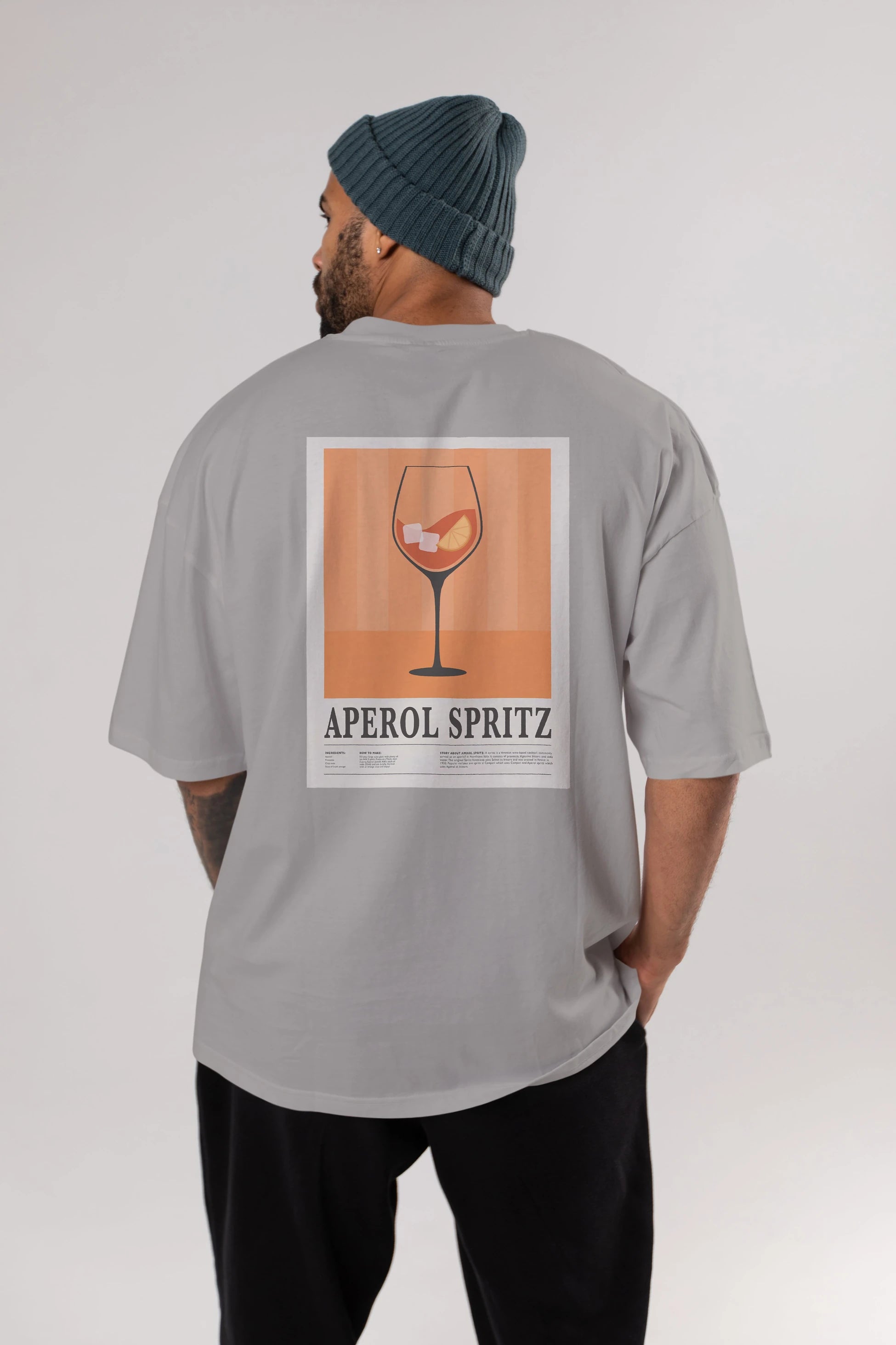 Aperol Spritz 8 Arka Baskılı Oversize t-shirt Erkek Kadın Unisex %100 Pamuk Bisiklet Yaka tişort
