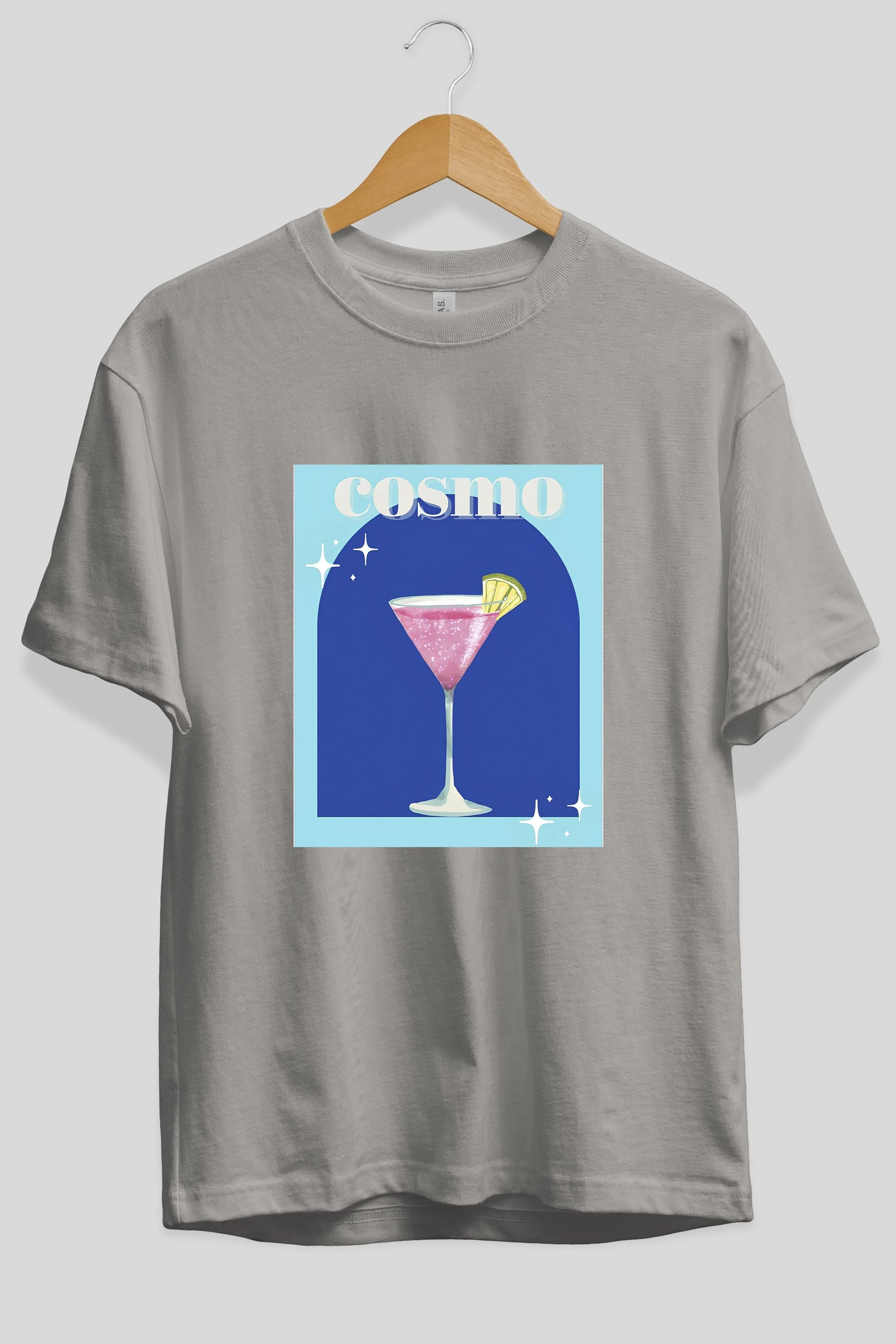 Cosmopolitan 2 Ön Baskılı Oversize t-shirt Erkek Kadın Unisex %100 Pamuk Bisiklet Yaka tişort