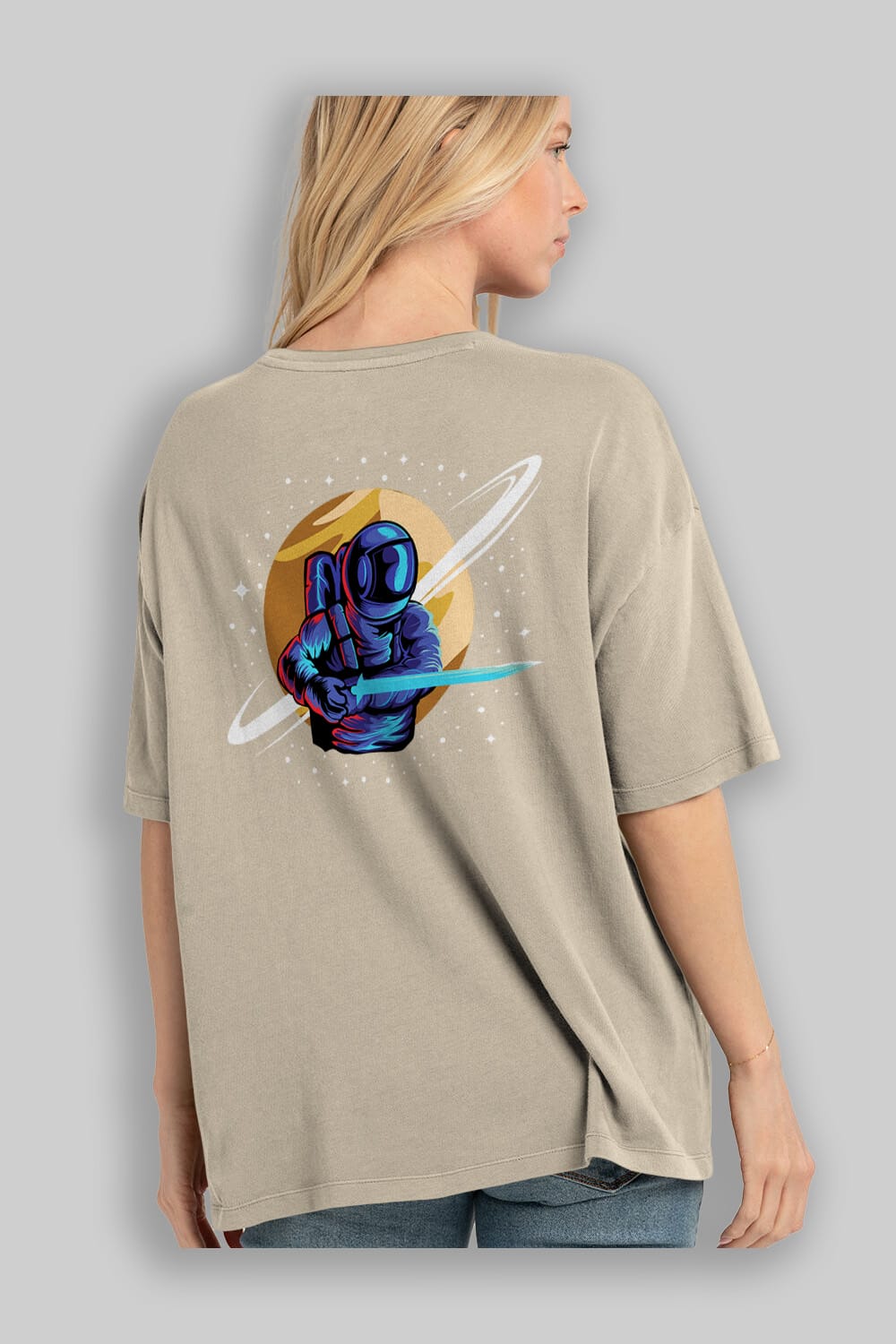 Astro Knight Arka Baskılı Oversize t-shirt Erkek Kadın Unisex
