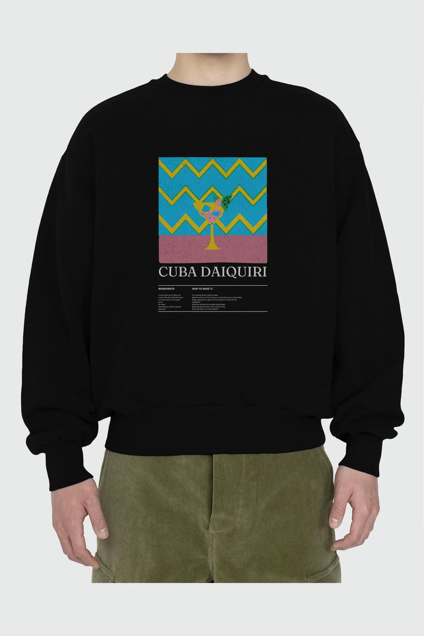 Cuba Daiquiri ön Baskılı Oversize Sweatshirt Erkek Kadın Unisex