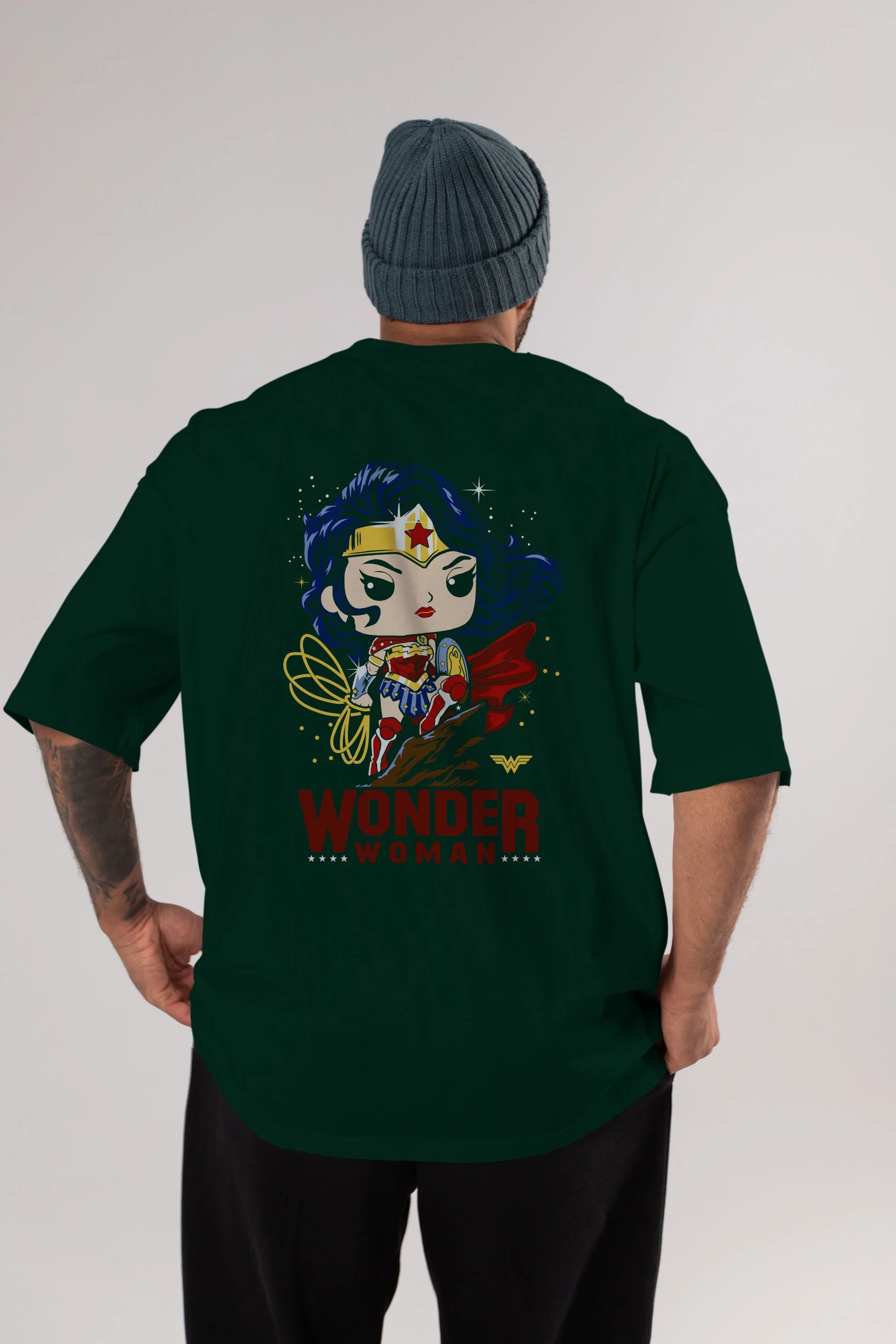Wonder Woman (2) Arka Baskılı Oversize t-shirt Erkek Kadın Unisex %100 Pamuk Bisiklet Yaka tişort