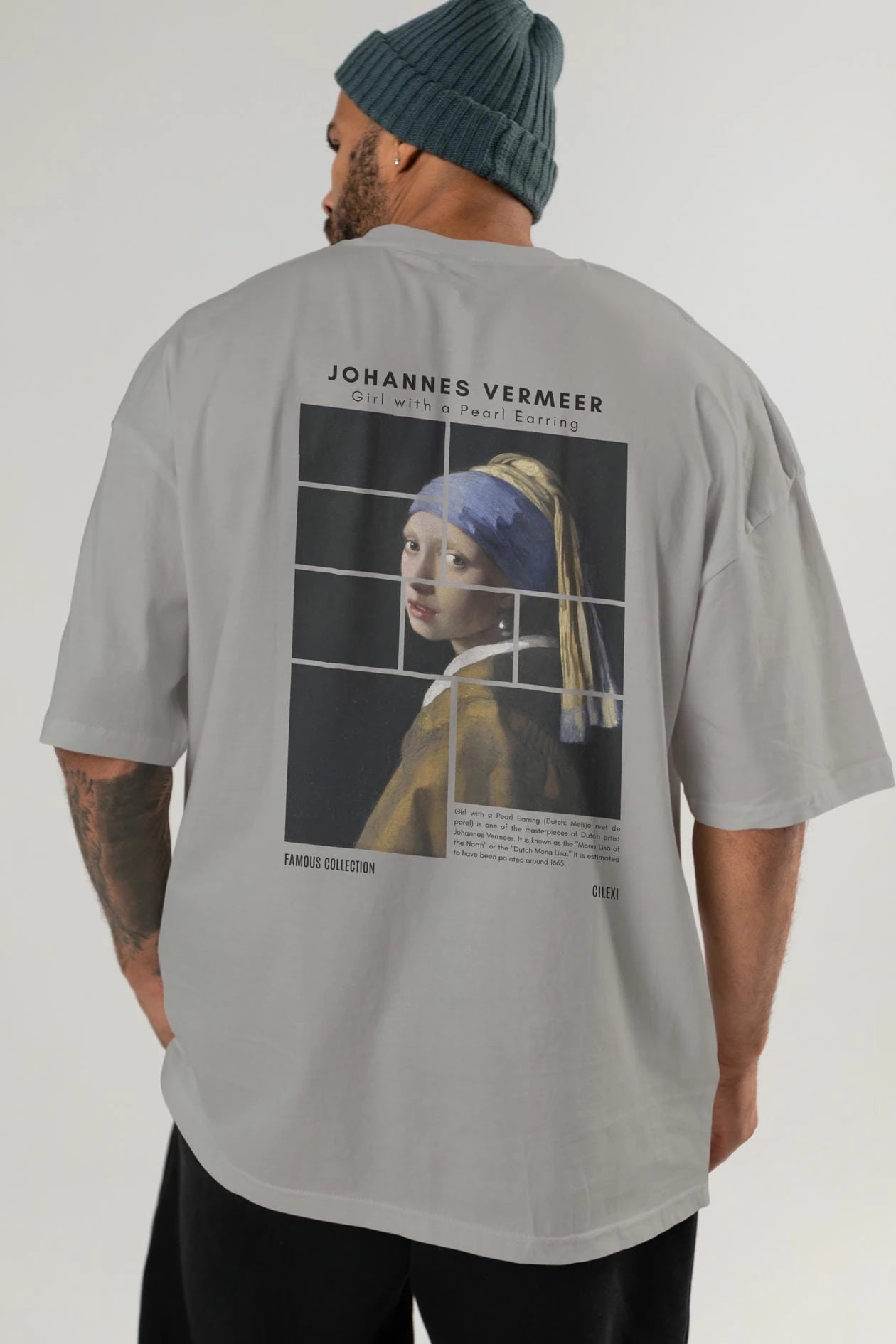Johannes Vermeer Arka Baskılı Oversize t-shirt Erkek Kadın Bisiklet Yaka Pamuk tişort