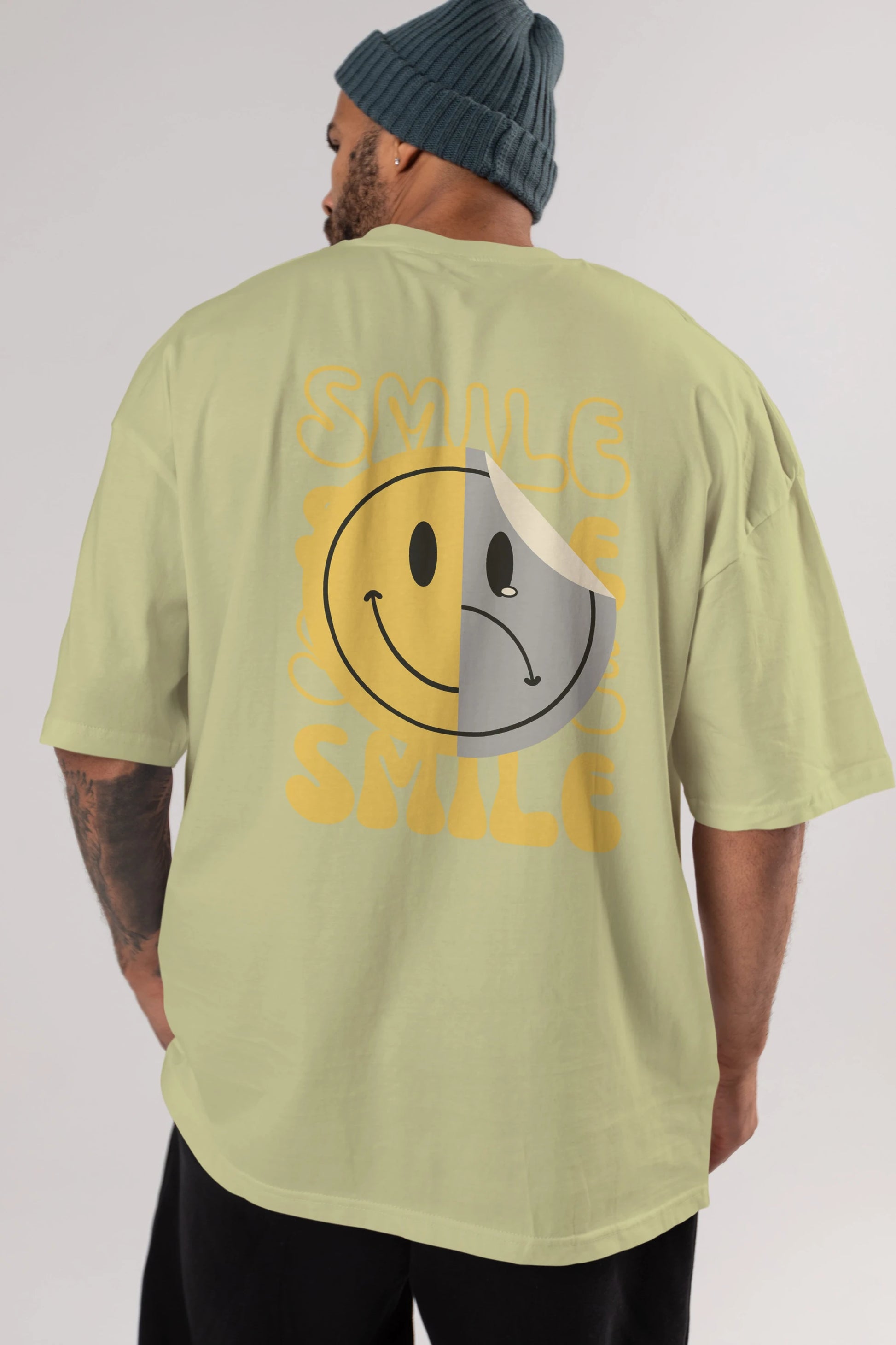 Smile Yazılı Arka Baskılı Oversize t-shirt Erkek Kadın Unisex