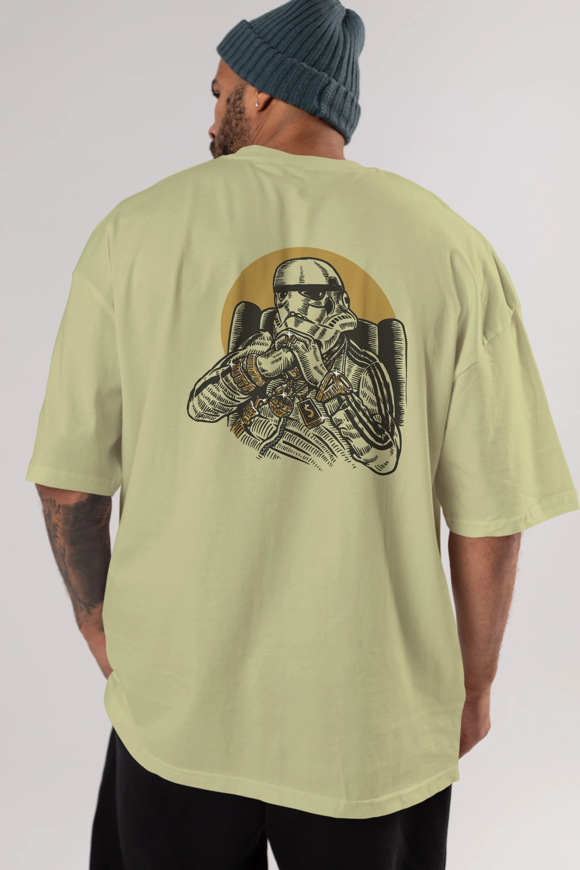 Trooper Dee Jay Arka Baskılı Oversize t-shirt Erkek Kadın Unisex %100 Pamuk