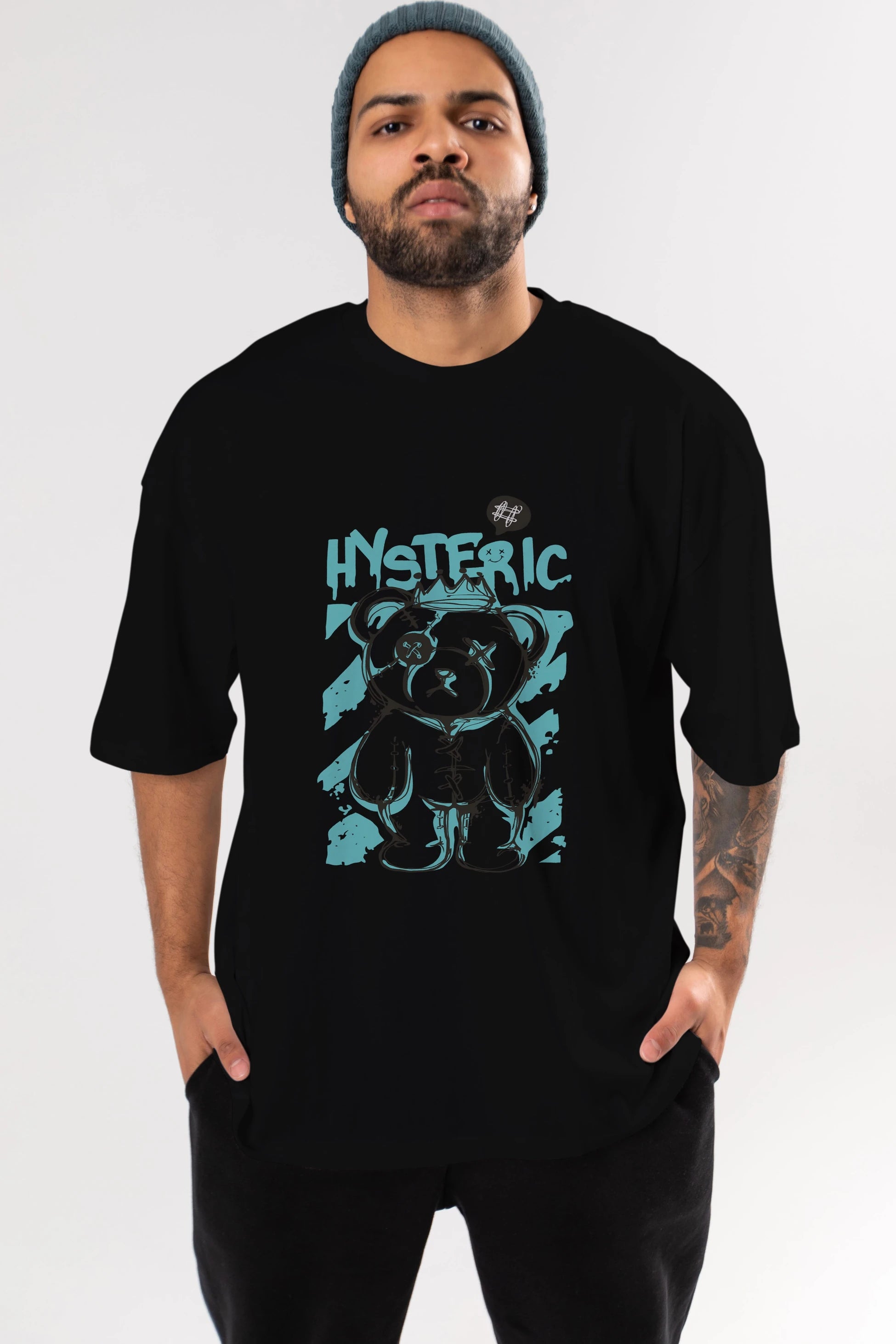 Hysteric Bear Ön Baskılı Oversize t-shirt Erkek Kadın Unisex