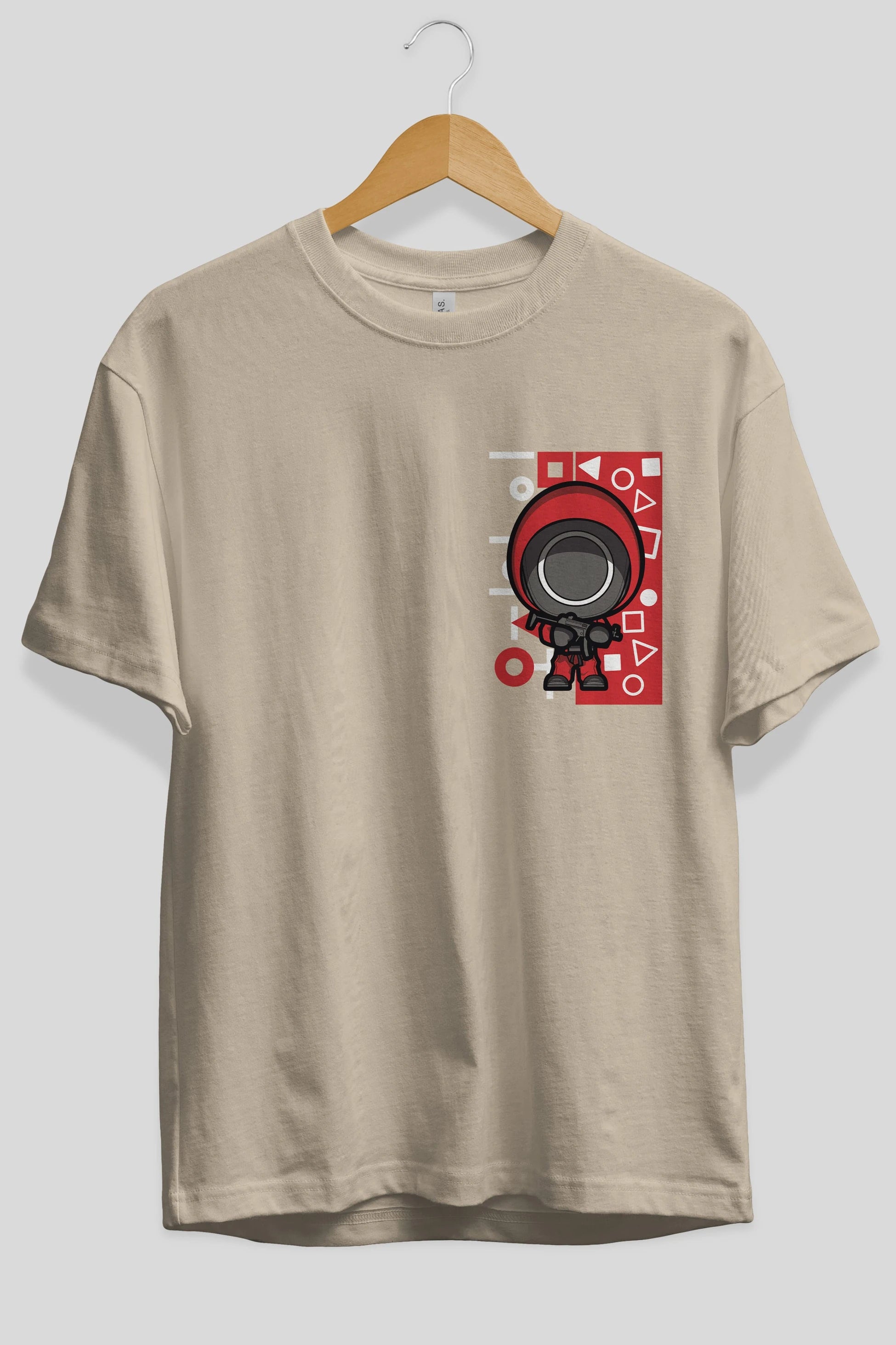 Squid Game (4) Ön Sol Baskılı Oversize t-shirt Erkek Kadın Unisex %100 Pamuk Bisiklet Yaka tişort