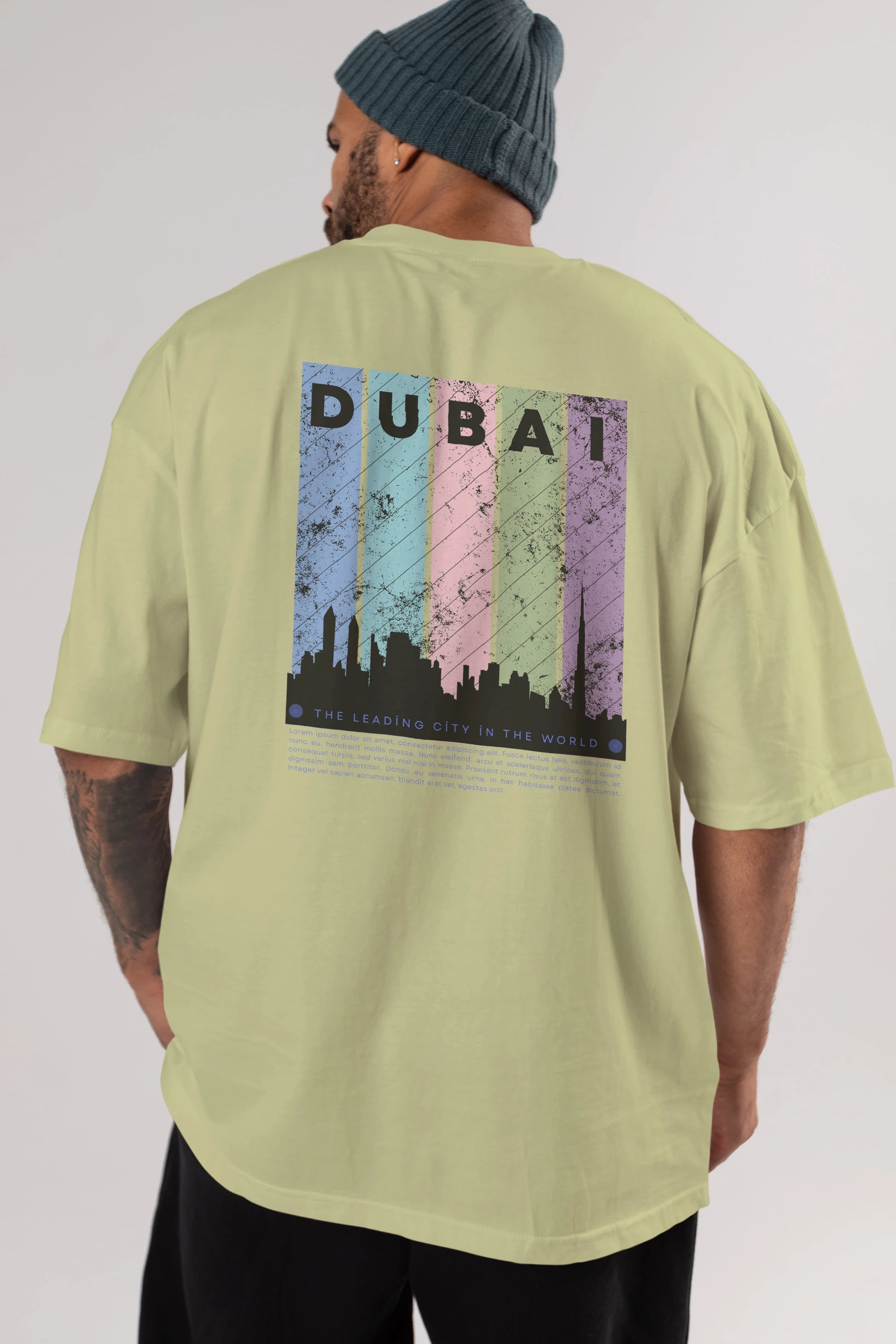 Dubai Yazılı Arka Baskılı Oversize t-shirt Erkek Kadın Unisex