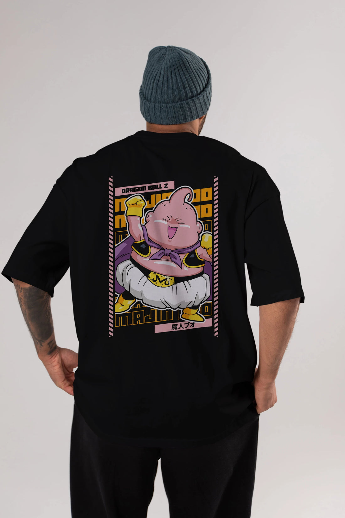 MAJIN BOO1 Anime Arka Baskılı Oversize t-shirt Erkek Kadın Unisex