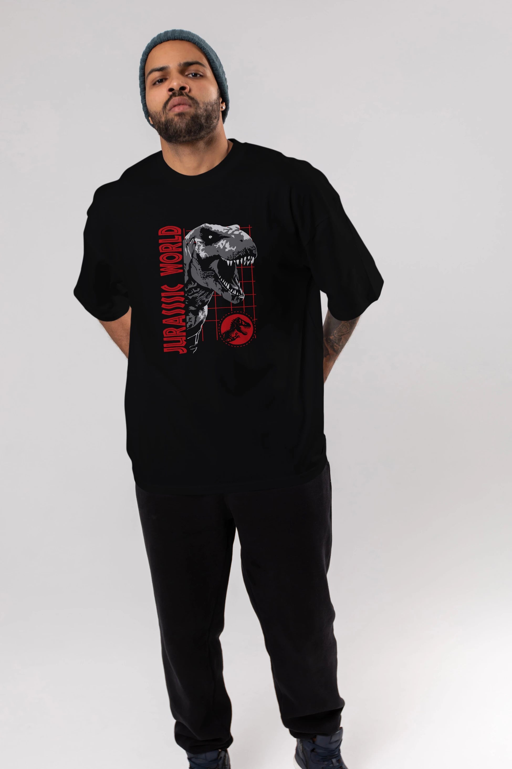 Jurassic Park (2) Ön Baskılı Oversize t-shirt Erkek Kadın Unisex %100 Pamuk Bisiklet Yaka tişort