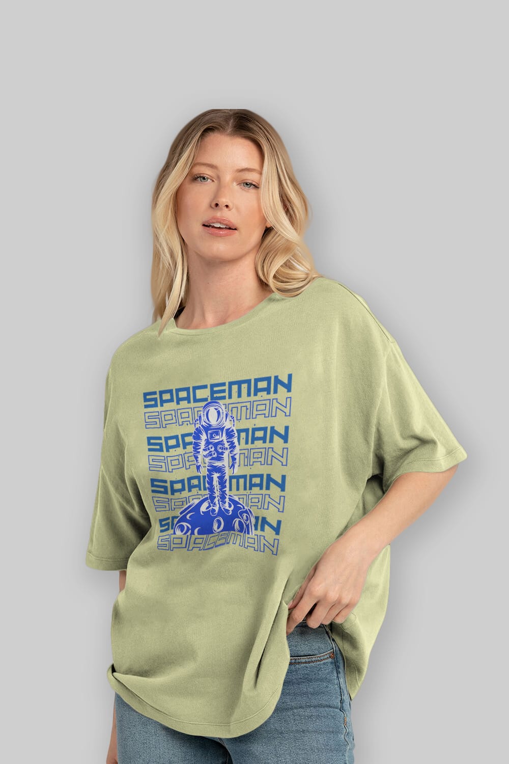 Spaceman Yazılı Ön Baskılı Oversize t-shirt Erkek Kadın Unisex