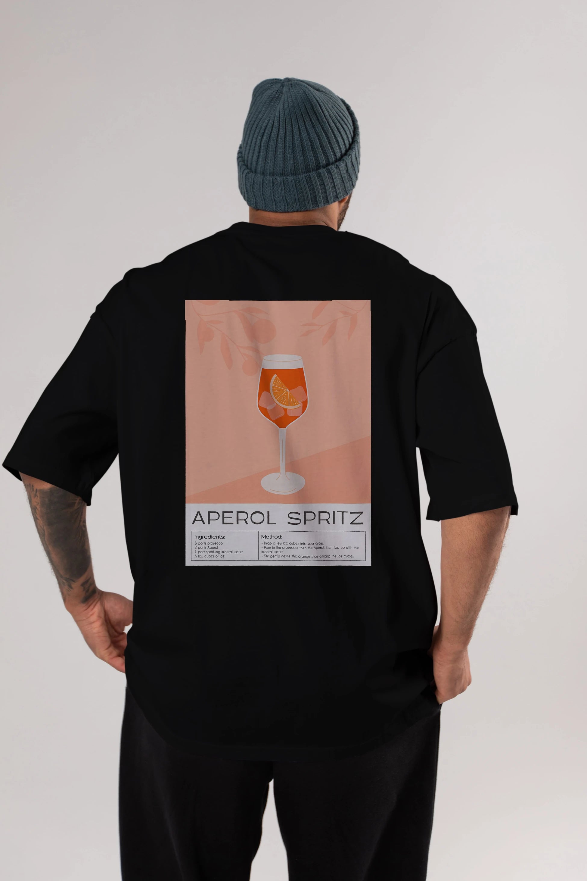 Aperol Spritz 7 Arka Baskılı Oversize t-shirt Erkek Kadın Unisex %100 Pamuk Bisiklet Yaka tişort