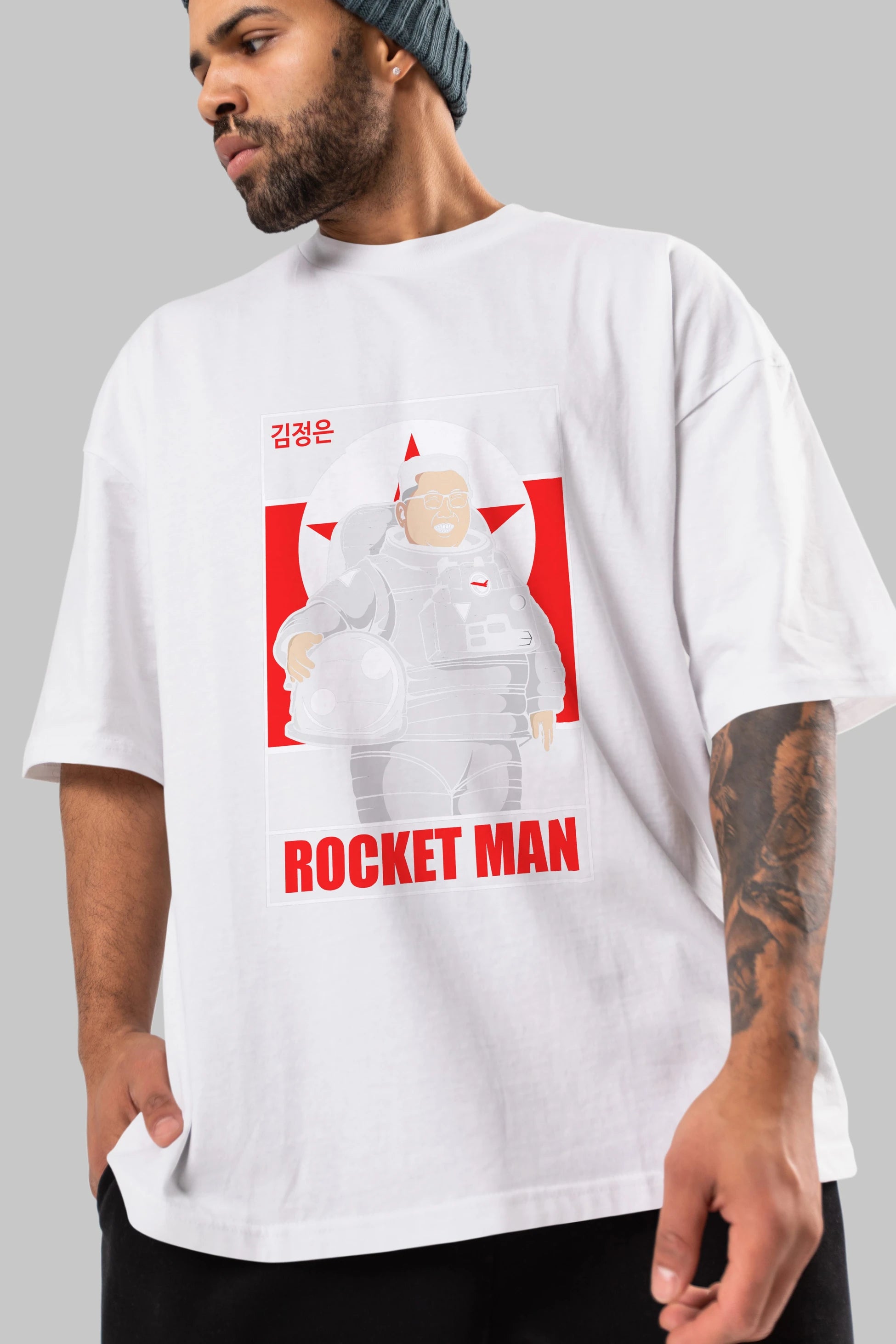 Astronot Kim Ön Baskılı Oversize t-shirt Erkek Kadın Unisex %100 Pamuk tişort