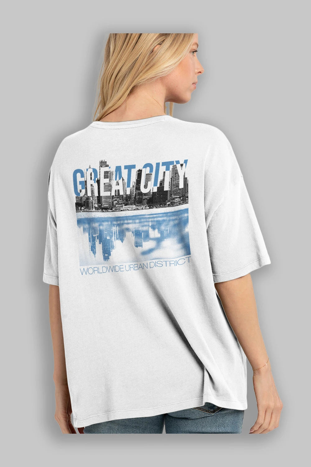 Great City Arka Baskılı Oversize t-shirt Erkek Kadın Unisex