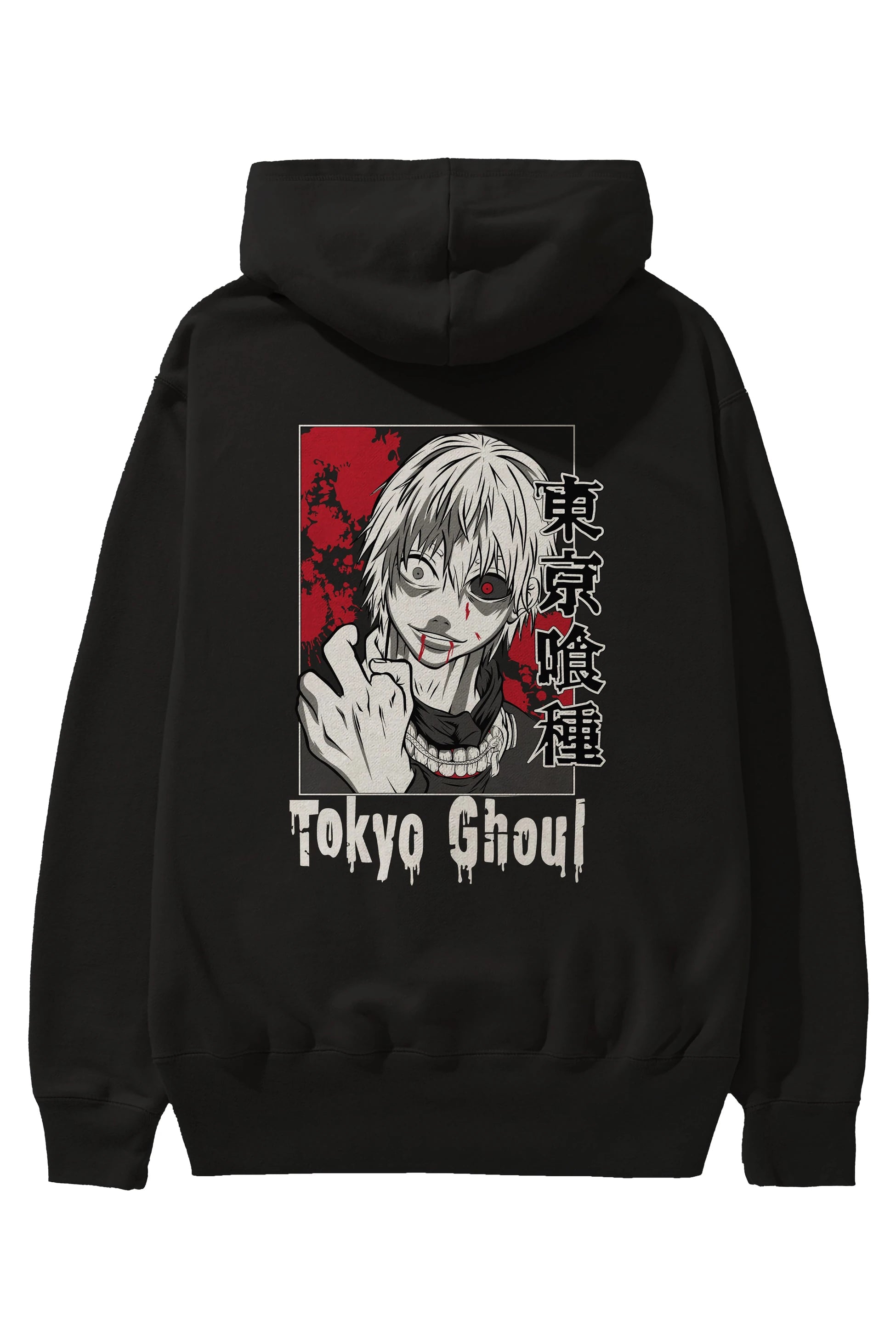 Kaneki Ken TOKYO GHOUL Anime Arka Baskılı Hoodie Oversize Kapüşonlu Sweatshirt Erkek Kadın Unisex