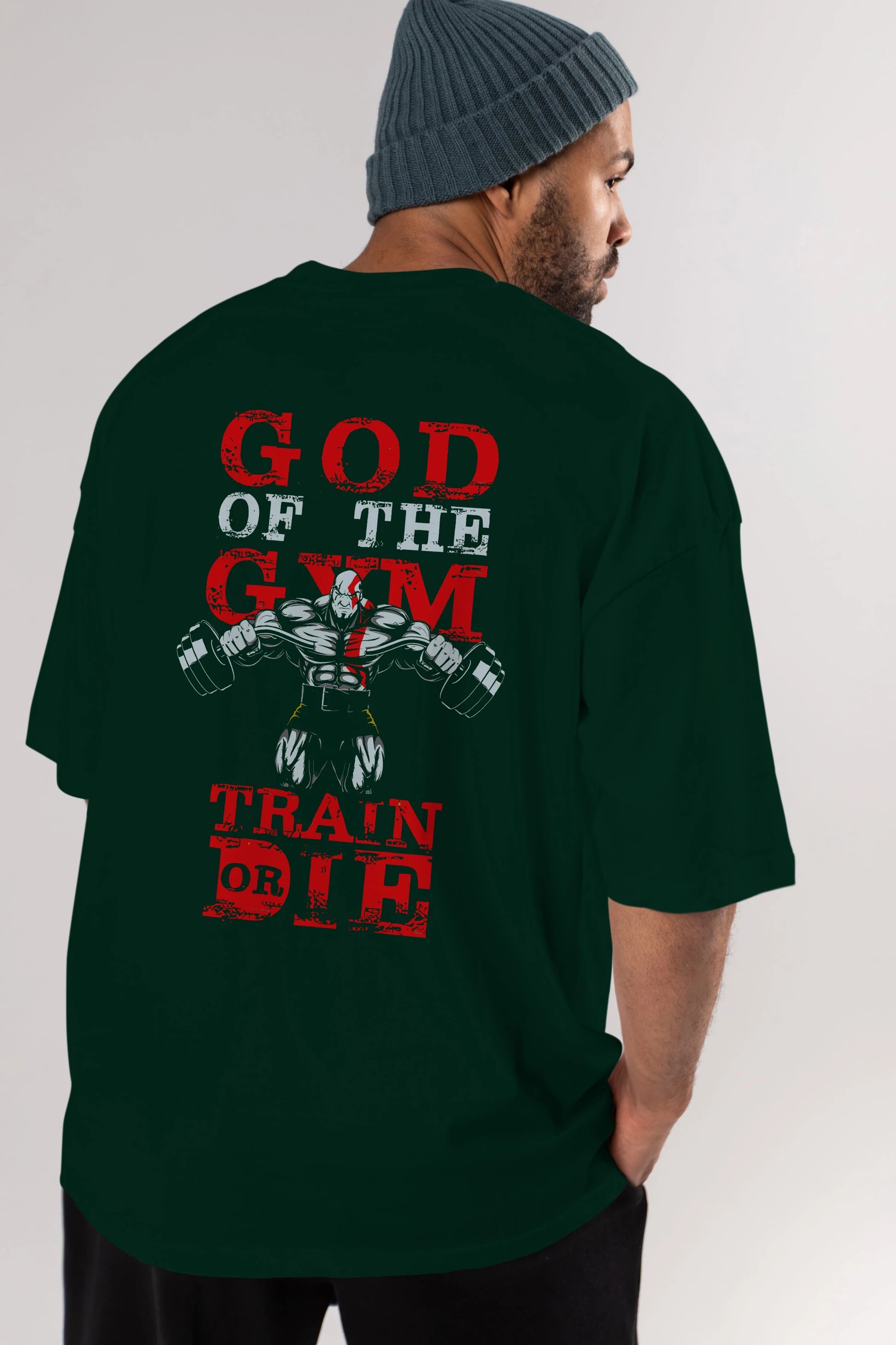 God of The GYM Arka Baskılı Oversize t-shirt Erkek Kadın Unisex %100 Pamuk Bisiklet Yaka tişort