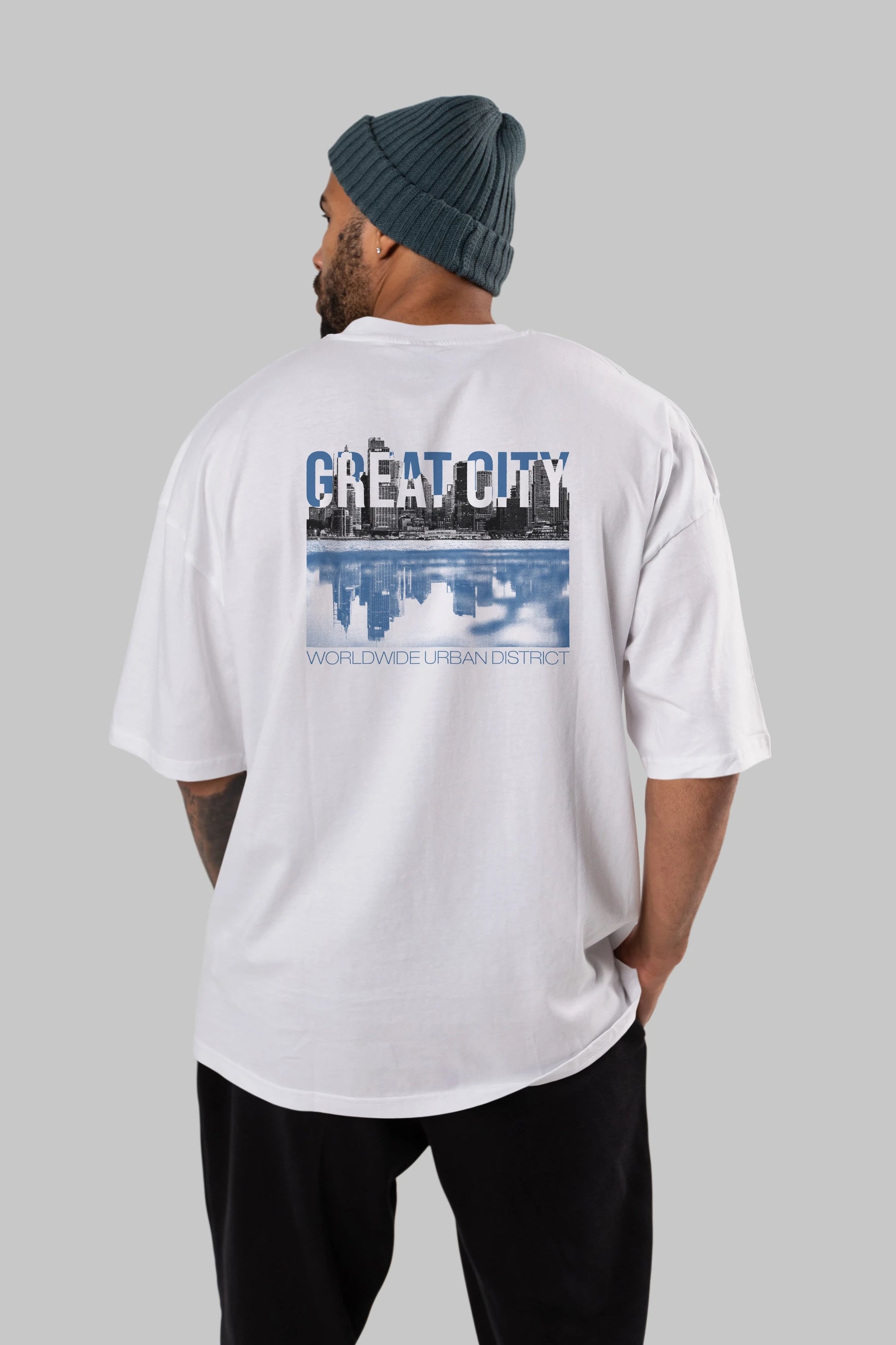 Great City Arka Baskılı Oversize t-shirt Erkek Kadın Unisex