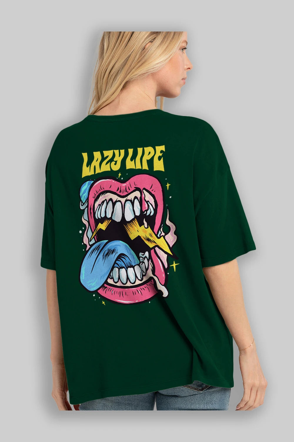 Lazy Lipe Arka Baskılı Oversize t-shirt Erkek Kadın Unisex
