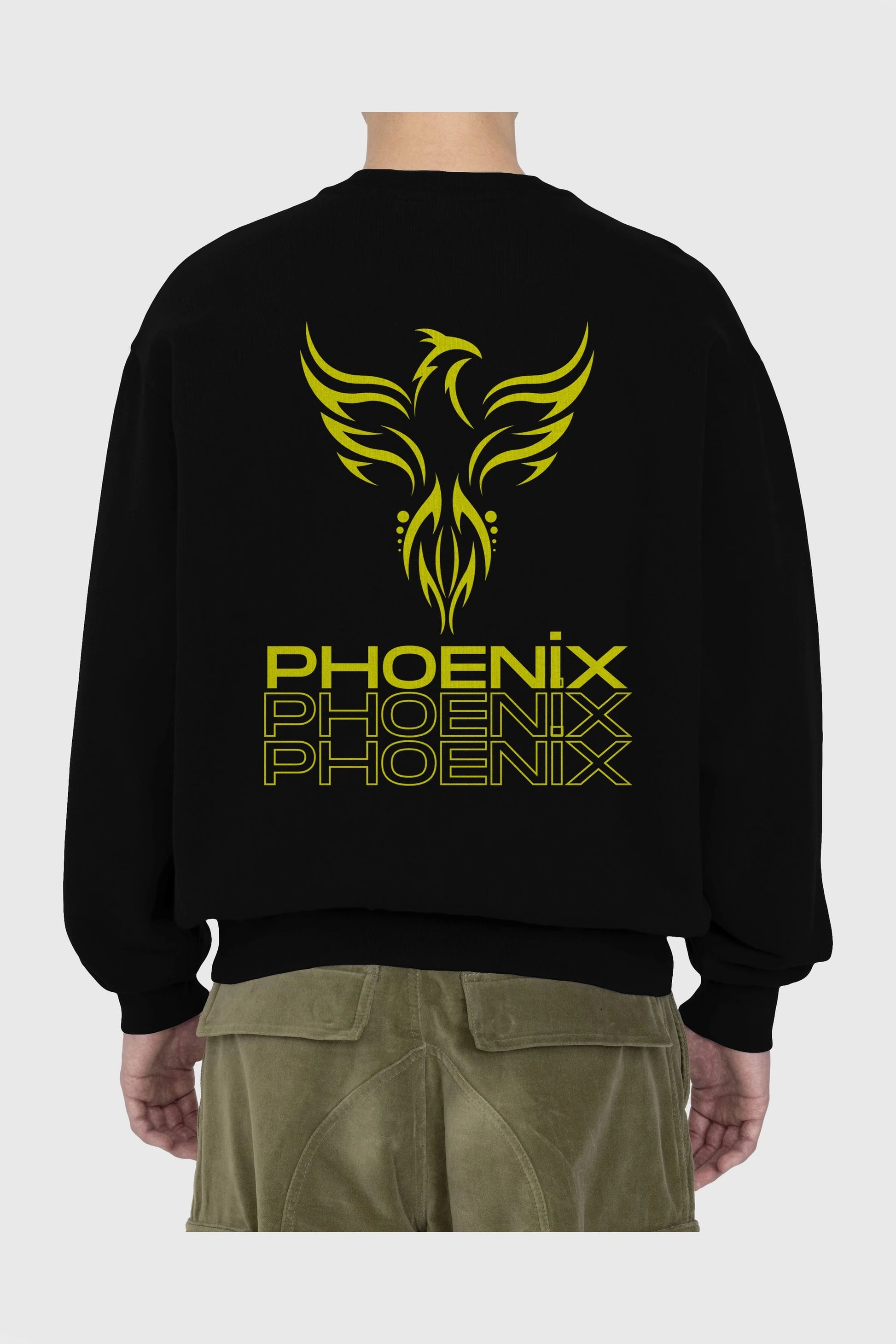 Phoenix Yazılı Arka Baskılı Oversize Sweatshirt Erkek Kadın Unisex