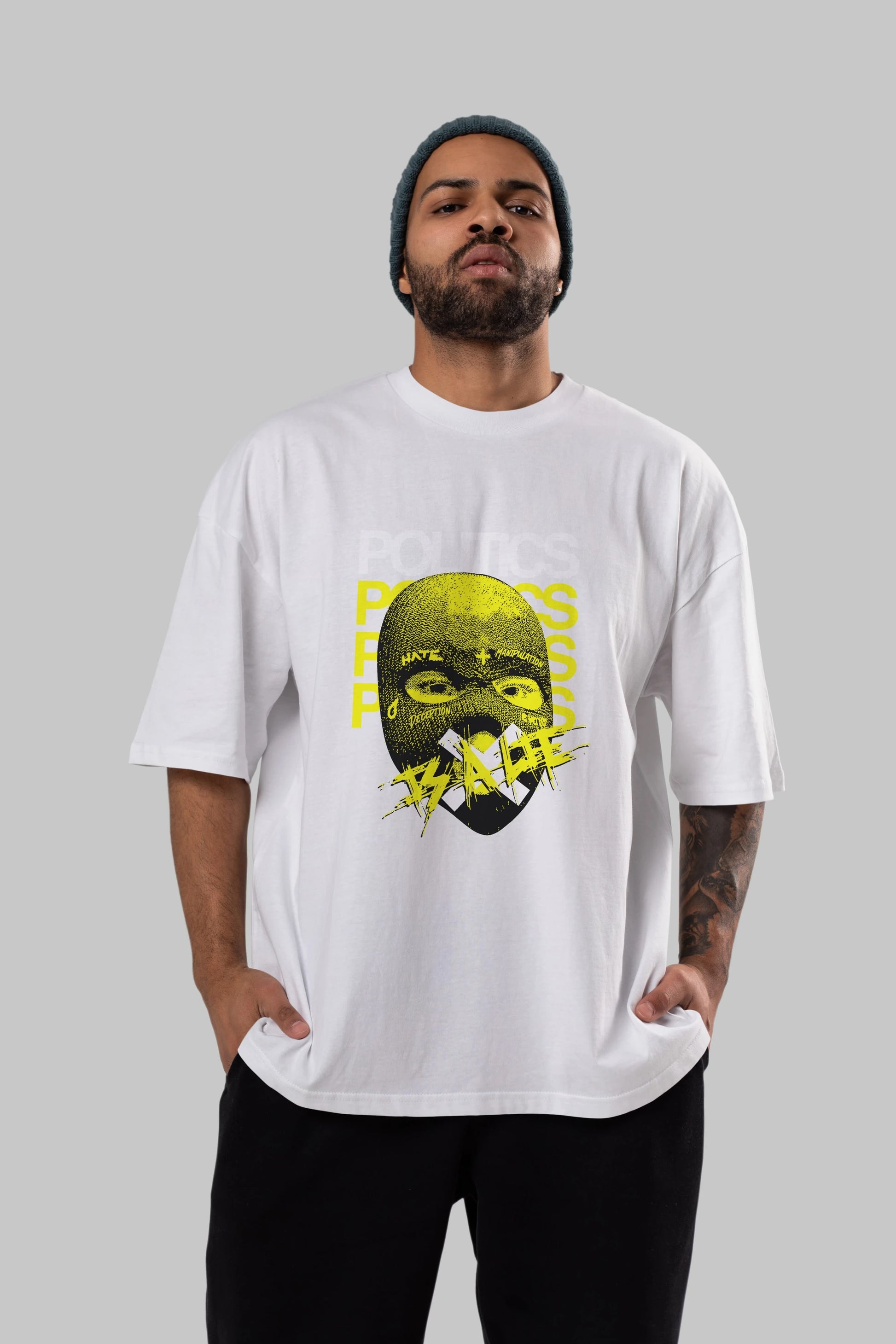Politics is a Lie Ön Baskılı Oversize t-shirt Erkek Kadın Unisex