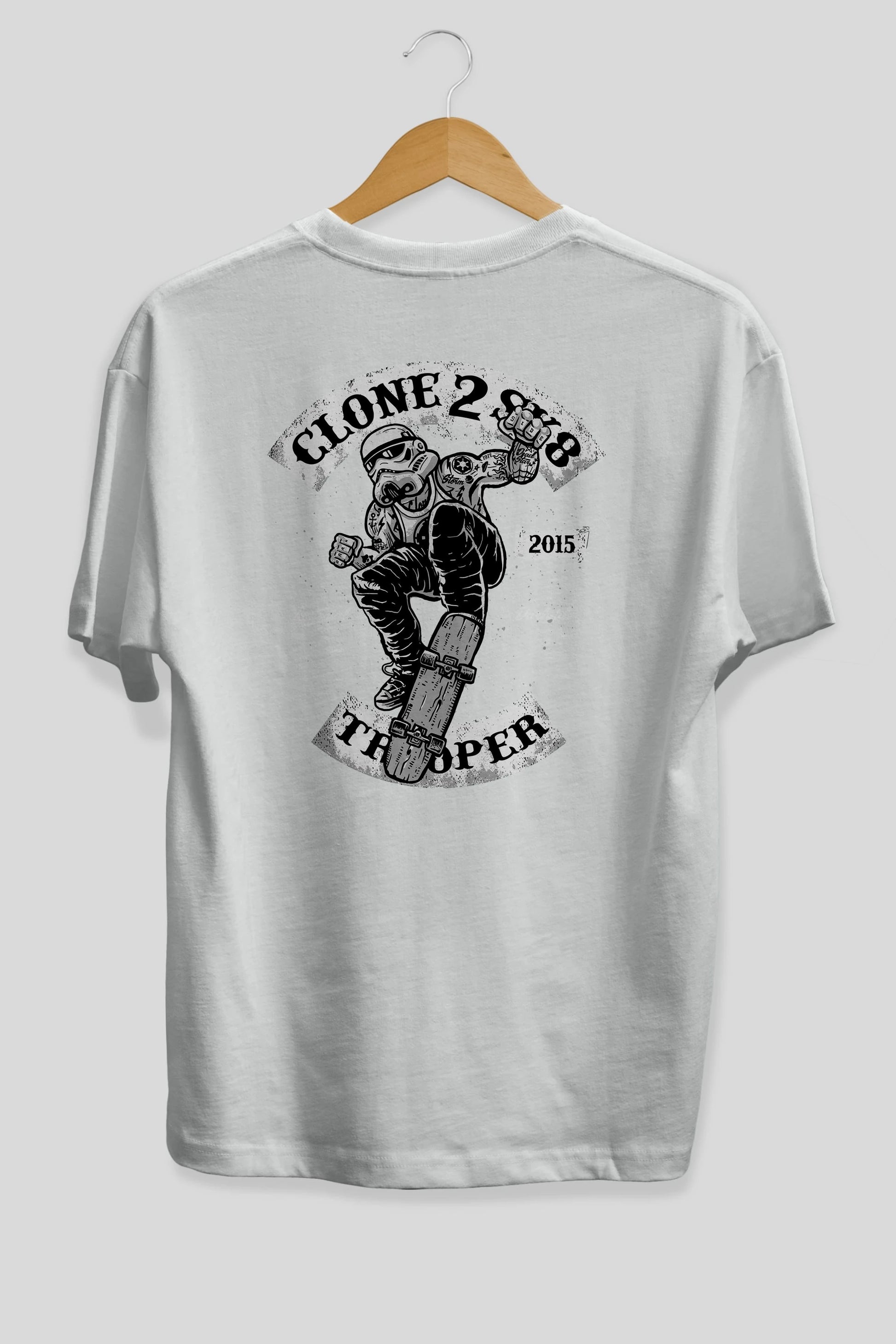 Clone 2 Sk8 Arka Baskılı Oversize t-shirt Erkek Kadın Unisex %100 Pamuk