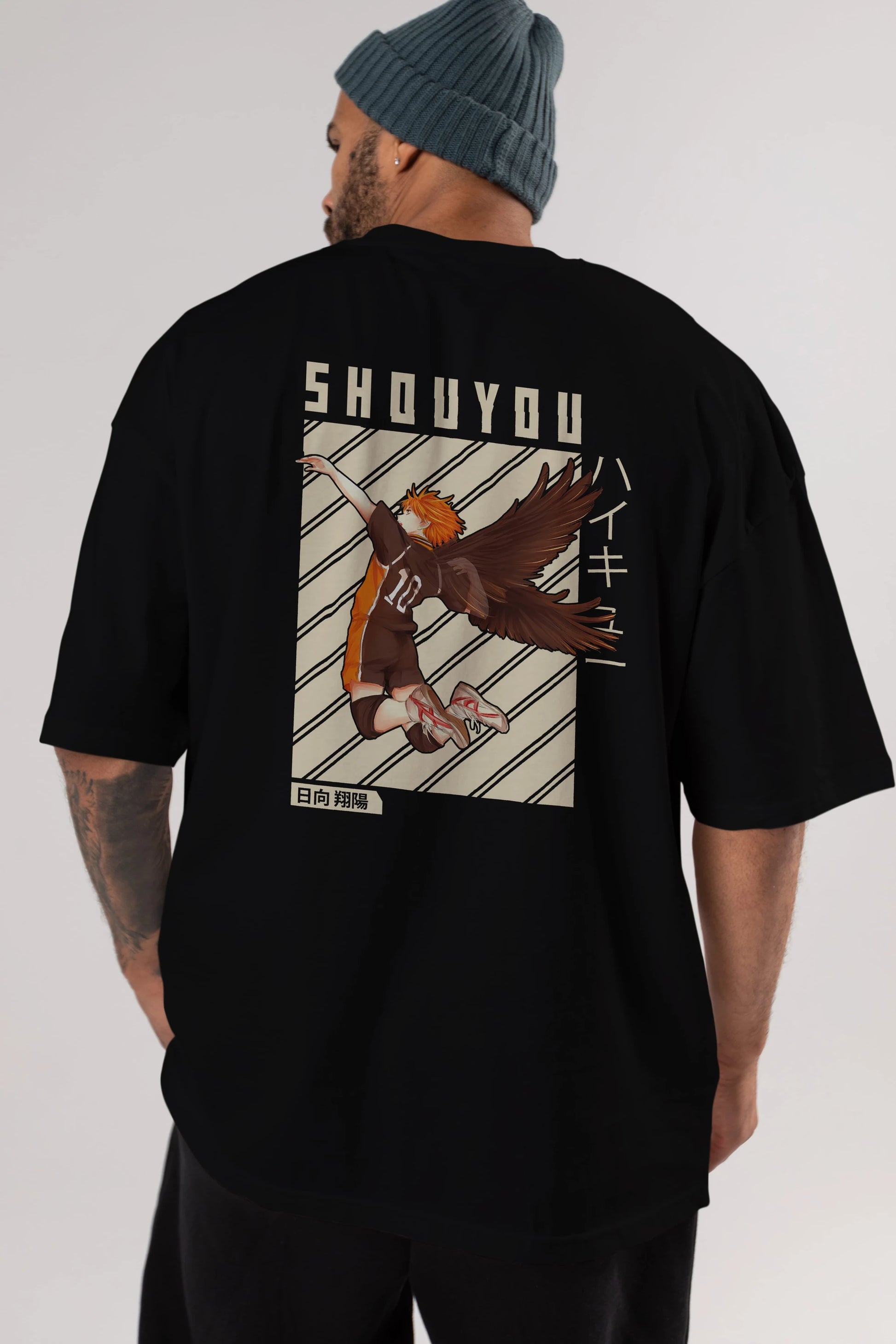 Shouyou Hinata 3 Anime Arka Baskılı Oversize t-shirt Erkek Kadın Unisex