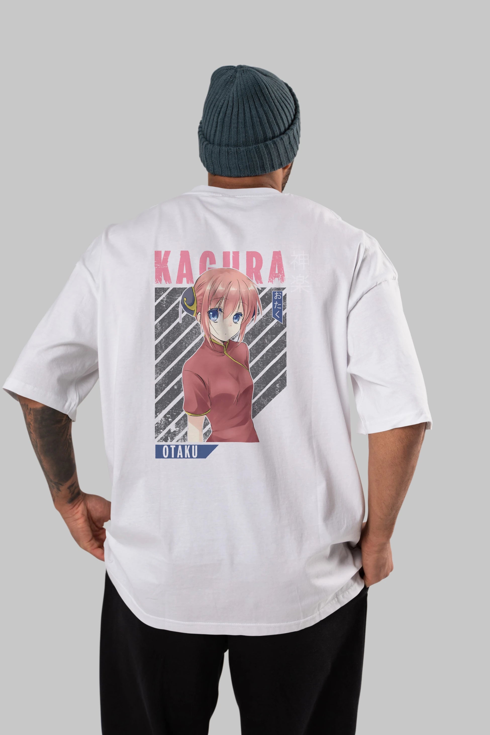 Kagura GINTAMA Anime Arka Baskılı Oversize t-shirt Erkek Kadın Unisex