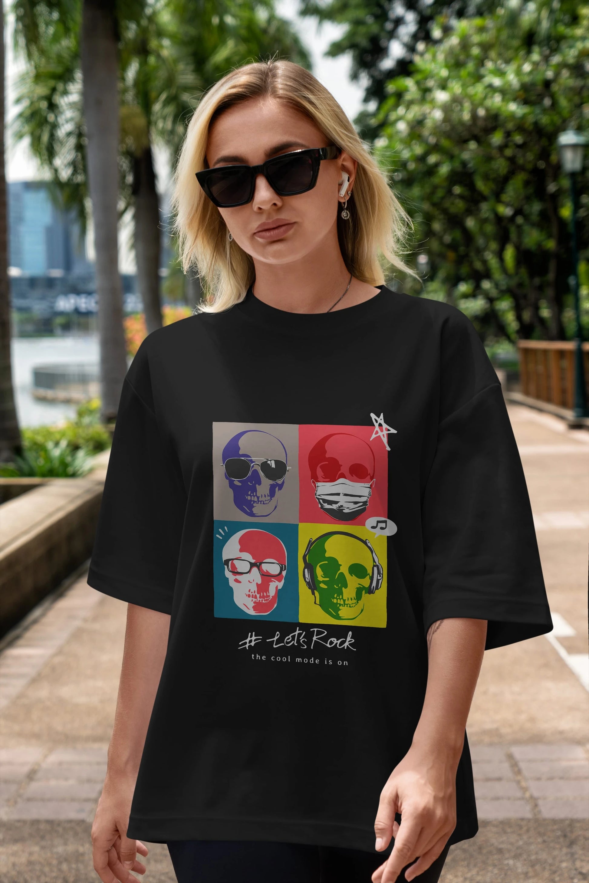Lets Rock Ön Baskılı Oversize t-shirt Erkek Kadın Unisex