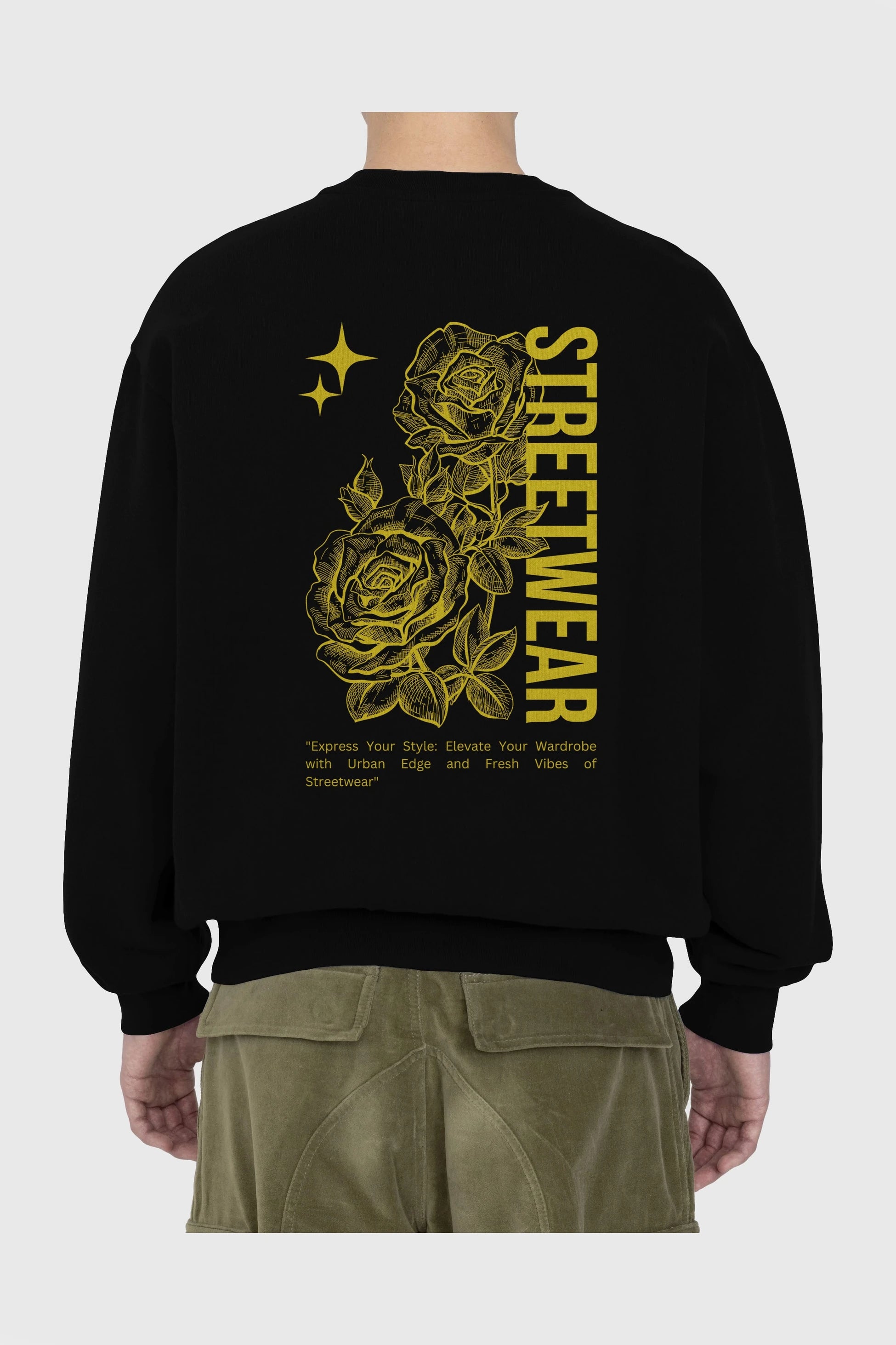 Minimalist Streetwear Arka Baskılı Oversize Sweatshirt Erkek Kadın Unisex