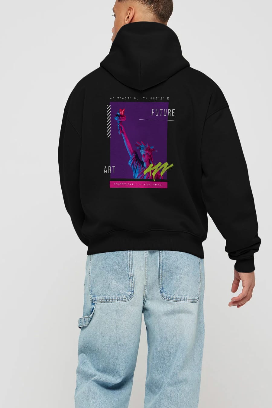 Future Streetwear Arka Baskılı Oversize Hoodie Kapüşonlu Sweatshirt Erkek Kadın Unisex