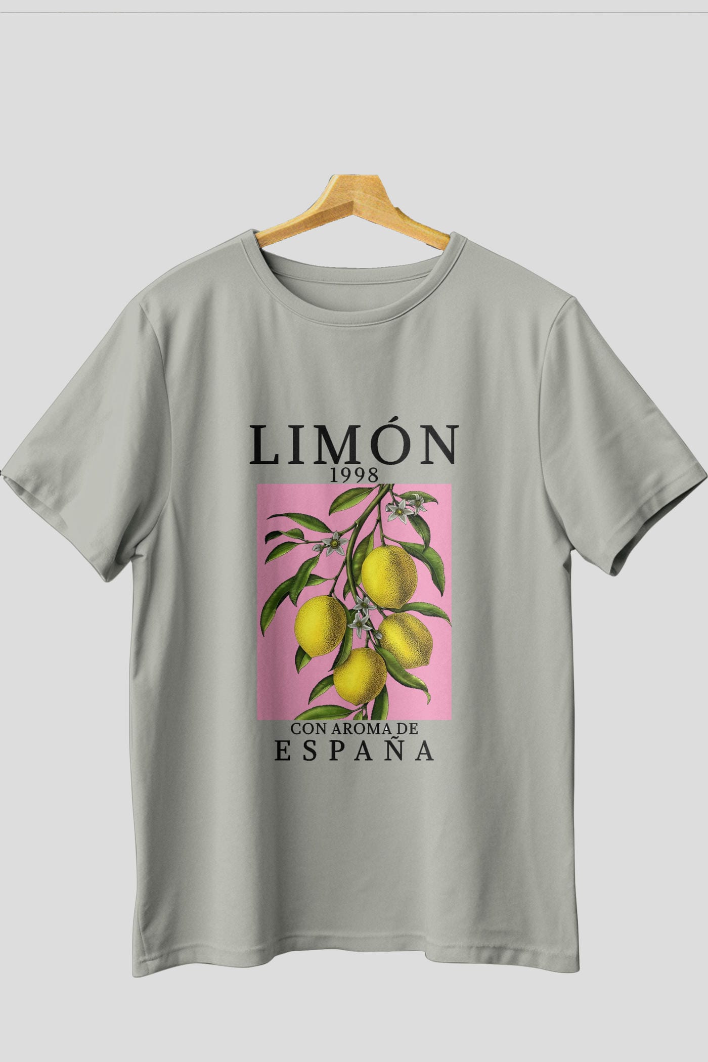 Limon Espana Ön Baskılı Oversize t-shirt Erkek Kadın Pamuk Bisiklet Yaka tişort