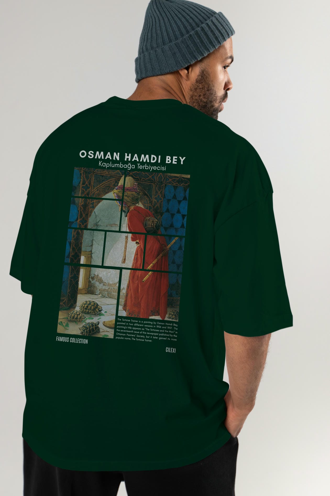 Osman Hamdi Bey Arka Baskılı Oversize t-shirt Erkek Kadın Bisiklet Yaka Pamuk tişort