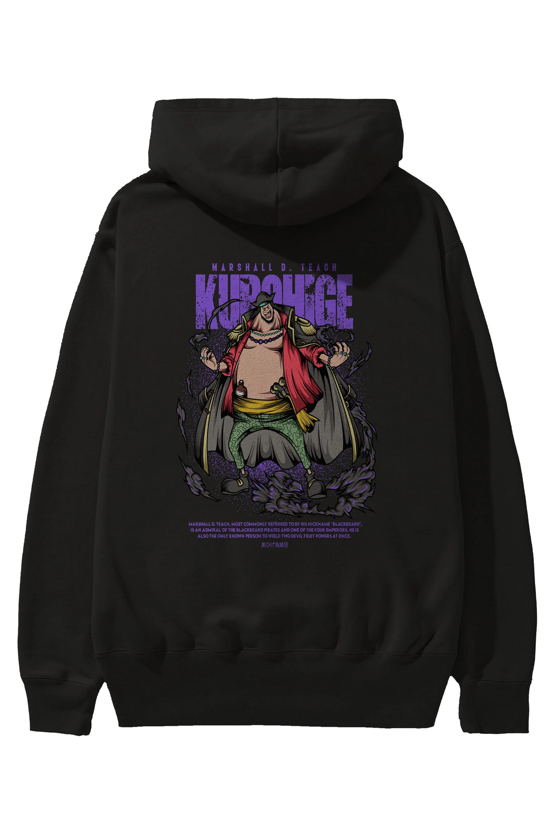 Marshall D. Teach Anime Arka Baskılı Hoodie Oversize Kapüşonlu Sweatshirt Erkek Kadın Unisex
