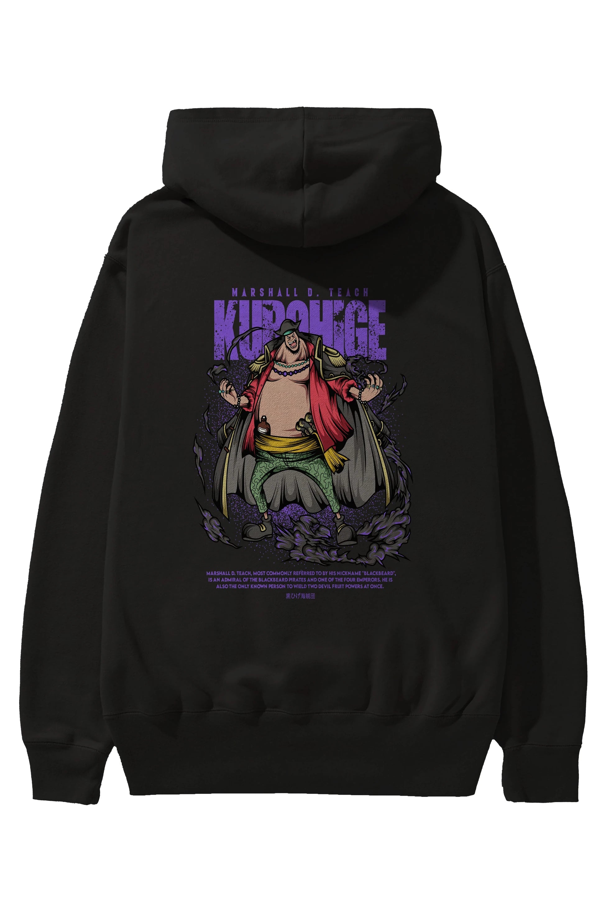 Marshall D. Teach Anime Arka Baskılı Hoodie Oversize Kapüşonlu Sweatshirt Erkek Kadın Unisex