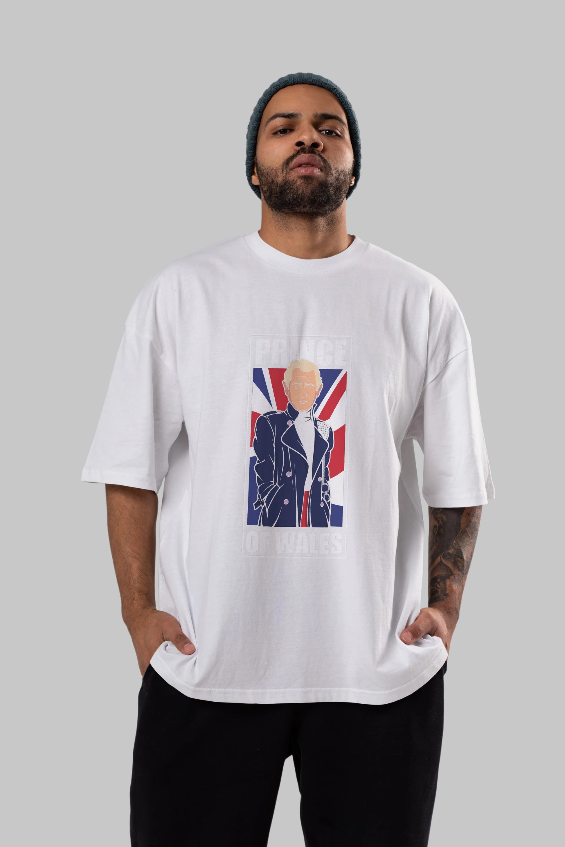 Prince Charles Ön Baskılı Oversize t-shirt Erkek Kadın Unisex %100 Pamuk tişort