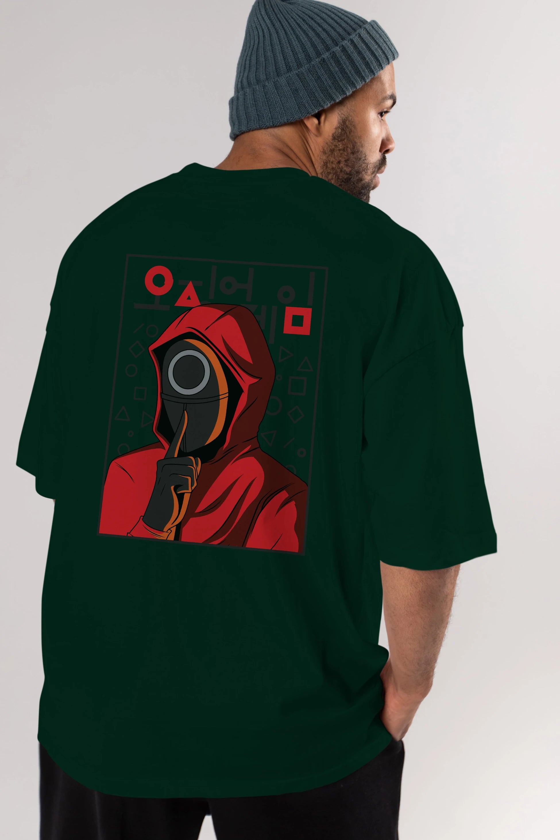 Squid Game (5) Arka Baskılı Oversize t-shirt Erkek Kadın Unisex %100 Pamuk Bisiklet Yaka tişort