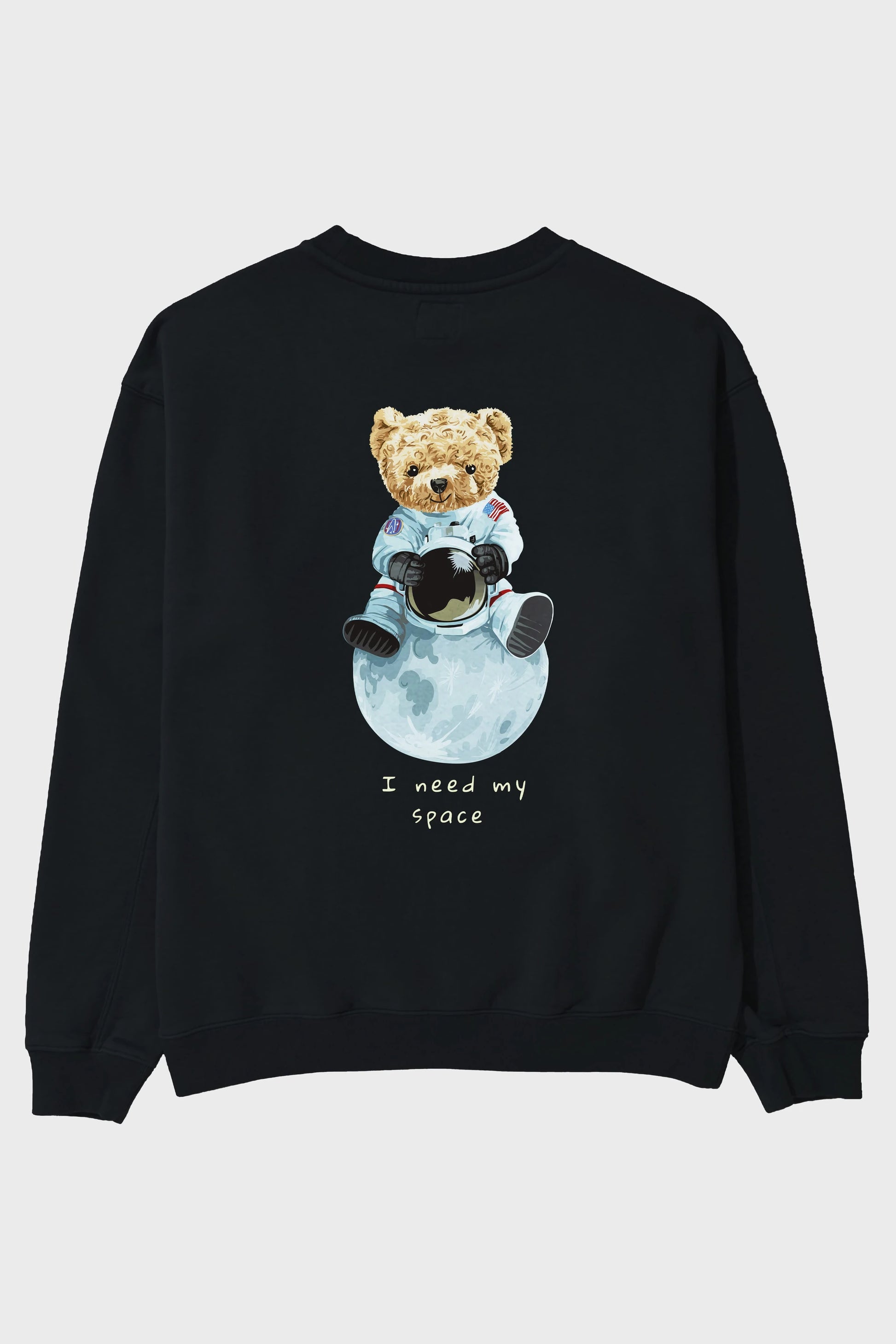 Teddy Bear I Need My Space Arka Baskılı Oversize Sweatshirt Erkek Kadın Unisex